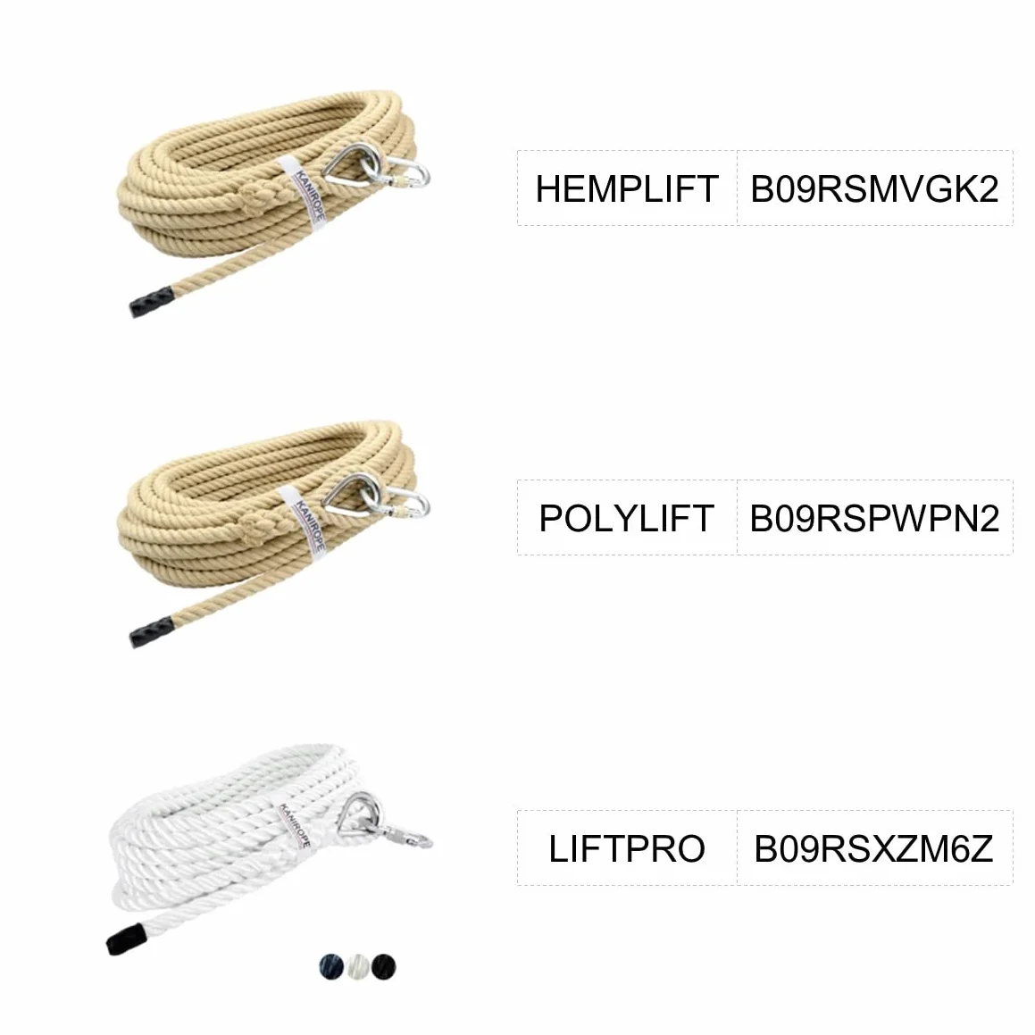 Kanirope LIFTPRO - Cuerda de ascensor (poliéster, 18 mm, 10 m, con guardacabos y mosquetón), color blanco
