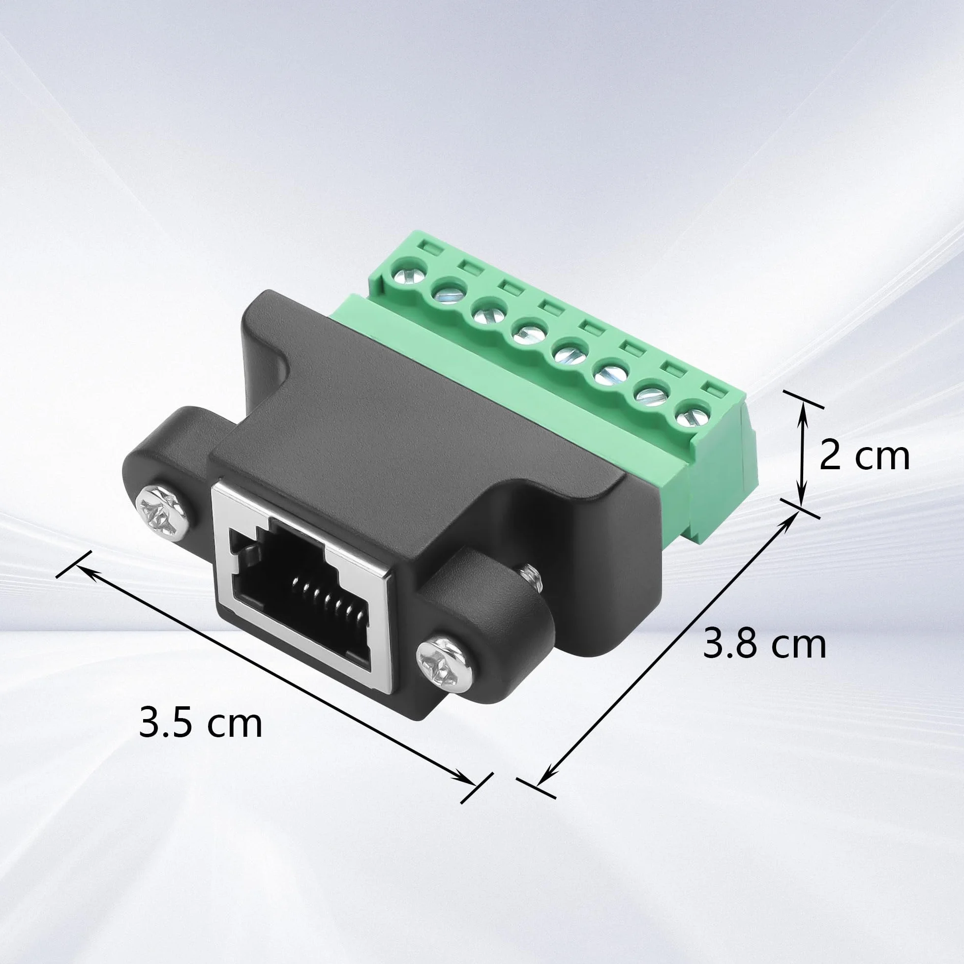 GINTOOYUN 2 szt. RJ45 Panel Montażowy Adapter RJ45/8P 8C Żeński Wtyk 8-pinowy Adapter Złącza Śrubowego z Śrubą Montażową do Komputerów Stacjonarnych, DVR
