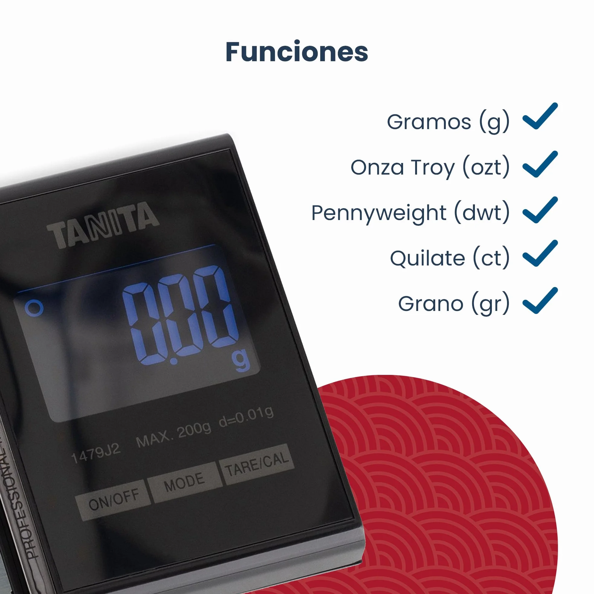 TANITA 1479J2 - Balanza de precisión Profesional. Capacidad 200 gr. Precisión 0,01 gr.