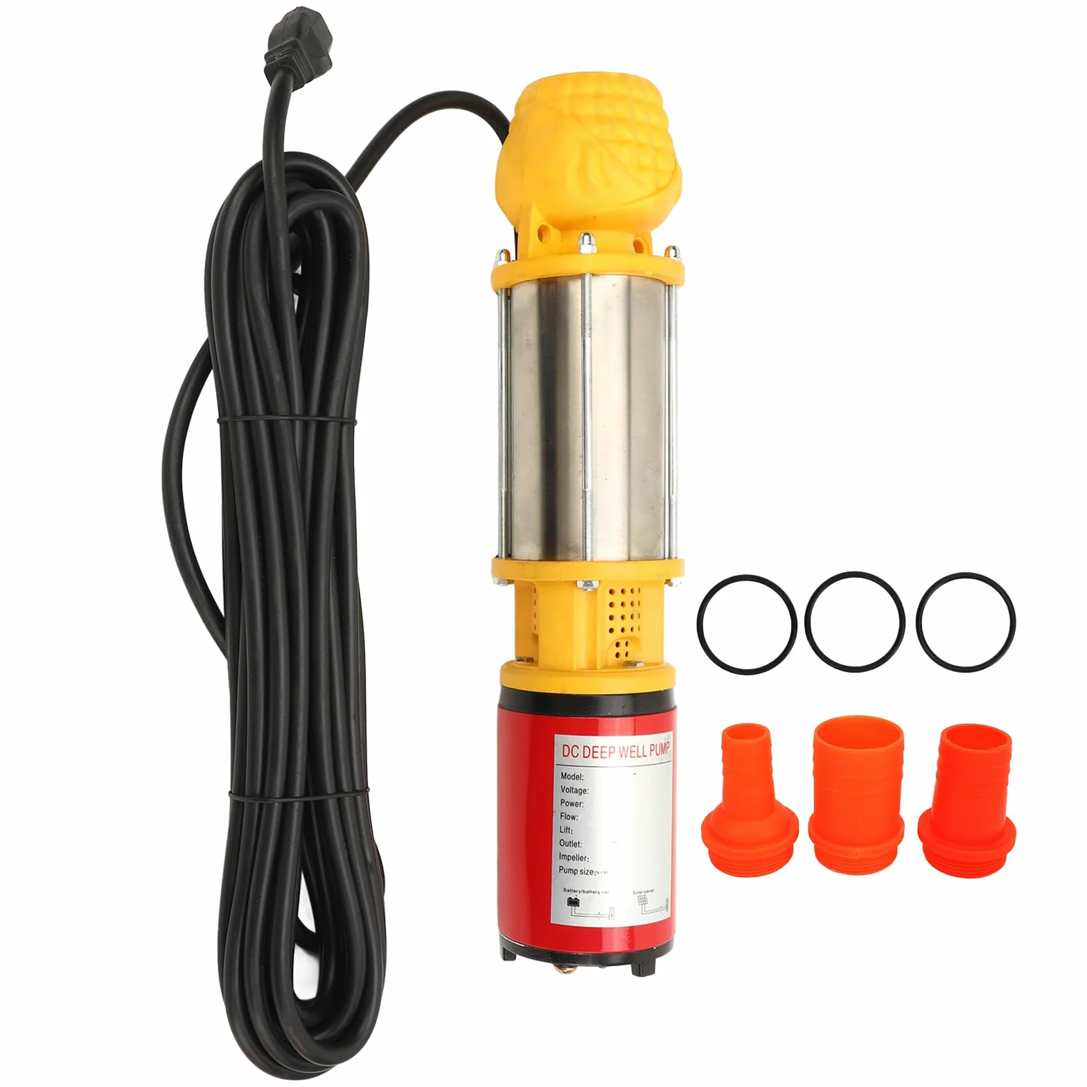 Ejoyous Bomba de Pozo Profundo CC Bomba de Pozo Sumergible Solar de Acero Inoxidable 400 W DC 48 V 6 M3 H 18 M Elevación 3 Tamaños de Salida para Riego de Granjas Jardín Estanque Transferencia de