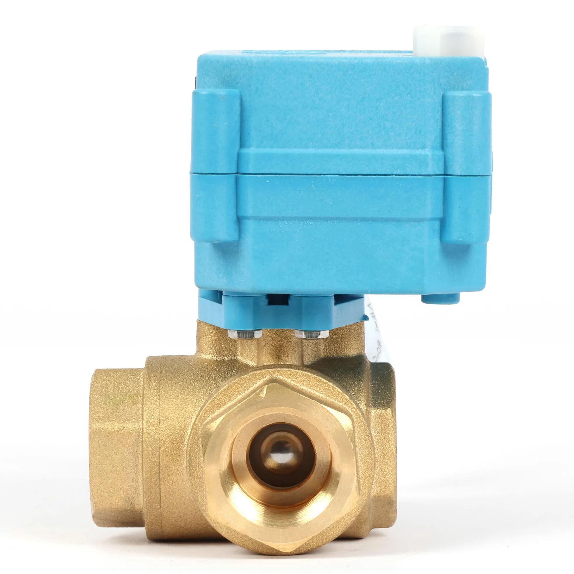 U.S. Solid Válvula de bola motorizada de latón de 3 vías de 1,27 cm con función manual, válvula de cierre de agua tipo T, CA/CC 9-24 V, no para agua potable
