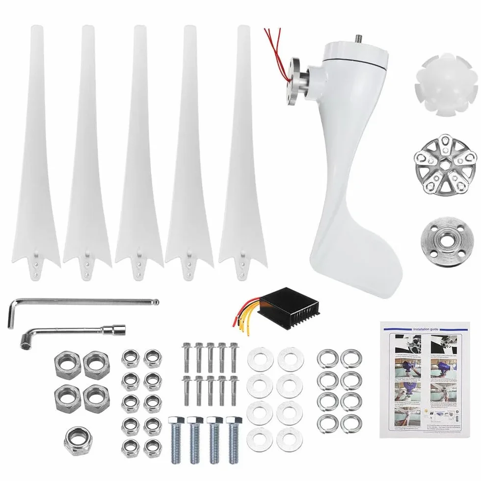 Aerogeneradores 500W 5 Blades Energía libre Molino de viento 12V 24V Energía eólica Pequeño Generador de Turbinas de Viento Generador MPPT Controlador para uso en el hogar Energía y eólica