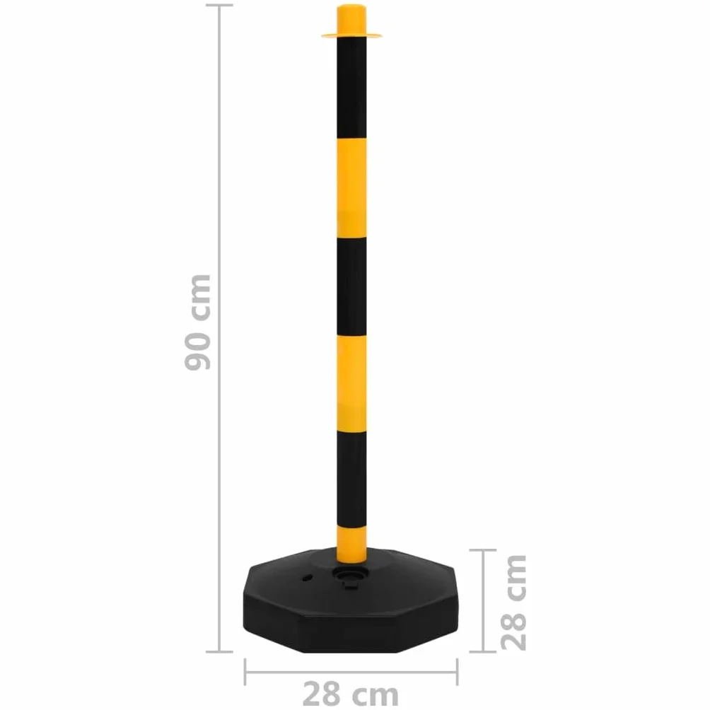 vidaXL Juego de Barrera con Postes y Cadena Seguridad Advertencia Señal Carretera Simulación de Aparcamiento Barreras Coche Plástico 10 m