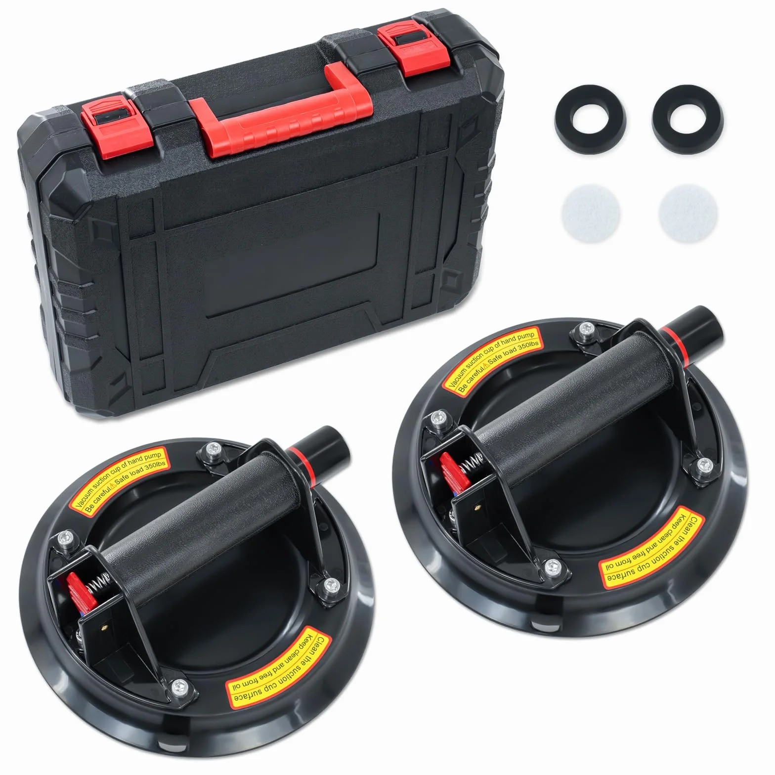 Ventosas para Cristal 8.2" 200KG Profesional para Levantar Vidrio, Azulejos, Mármol con Maleta