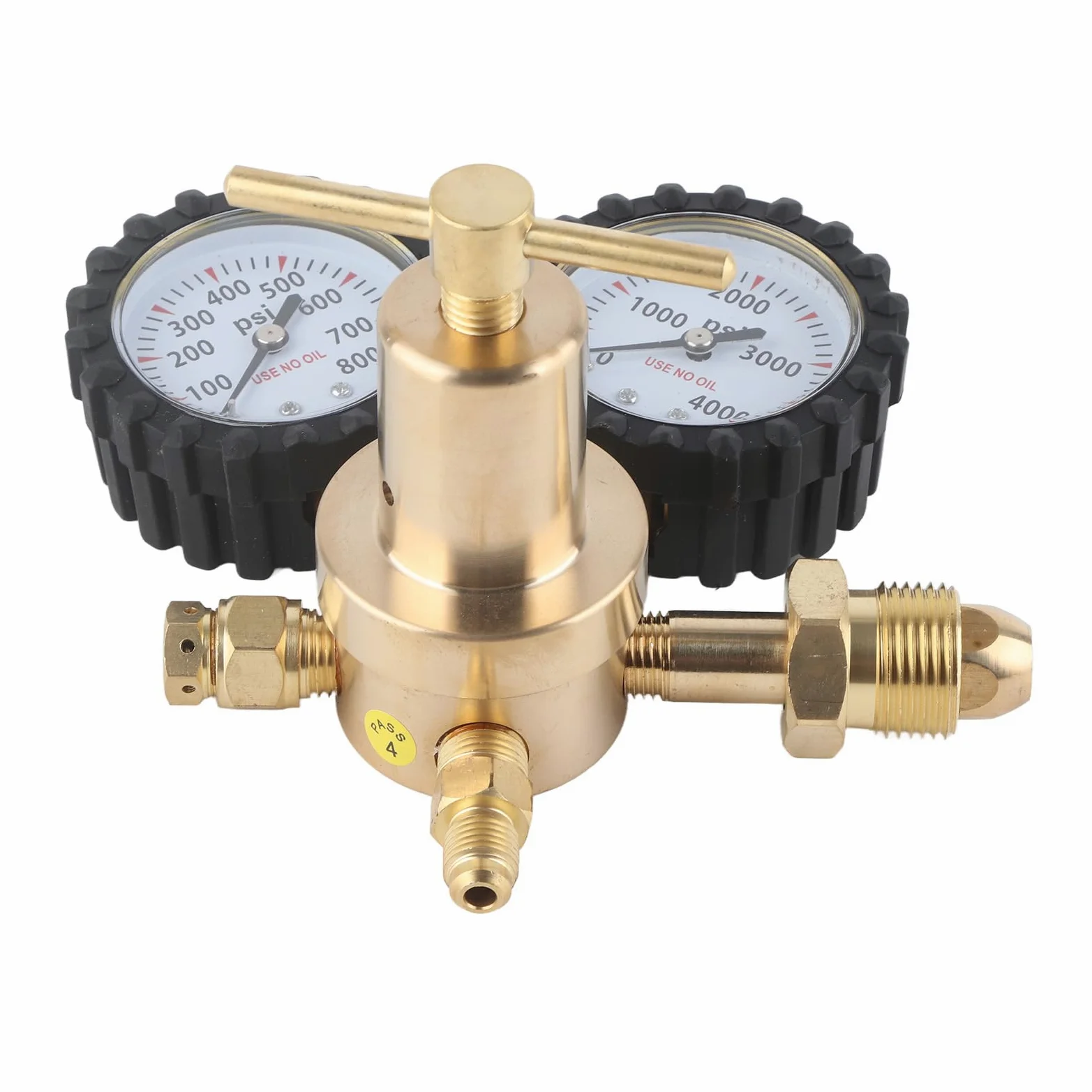 Cocoarm Regulador de Nitrógeno Regulador de Gas de Doble Calibre de Latón de 0 a 800 PSI con en T Medidores de Fácil Lectura para Limpieza del HVAC Pruebas de Presión y Control de Cilindros (Estados