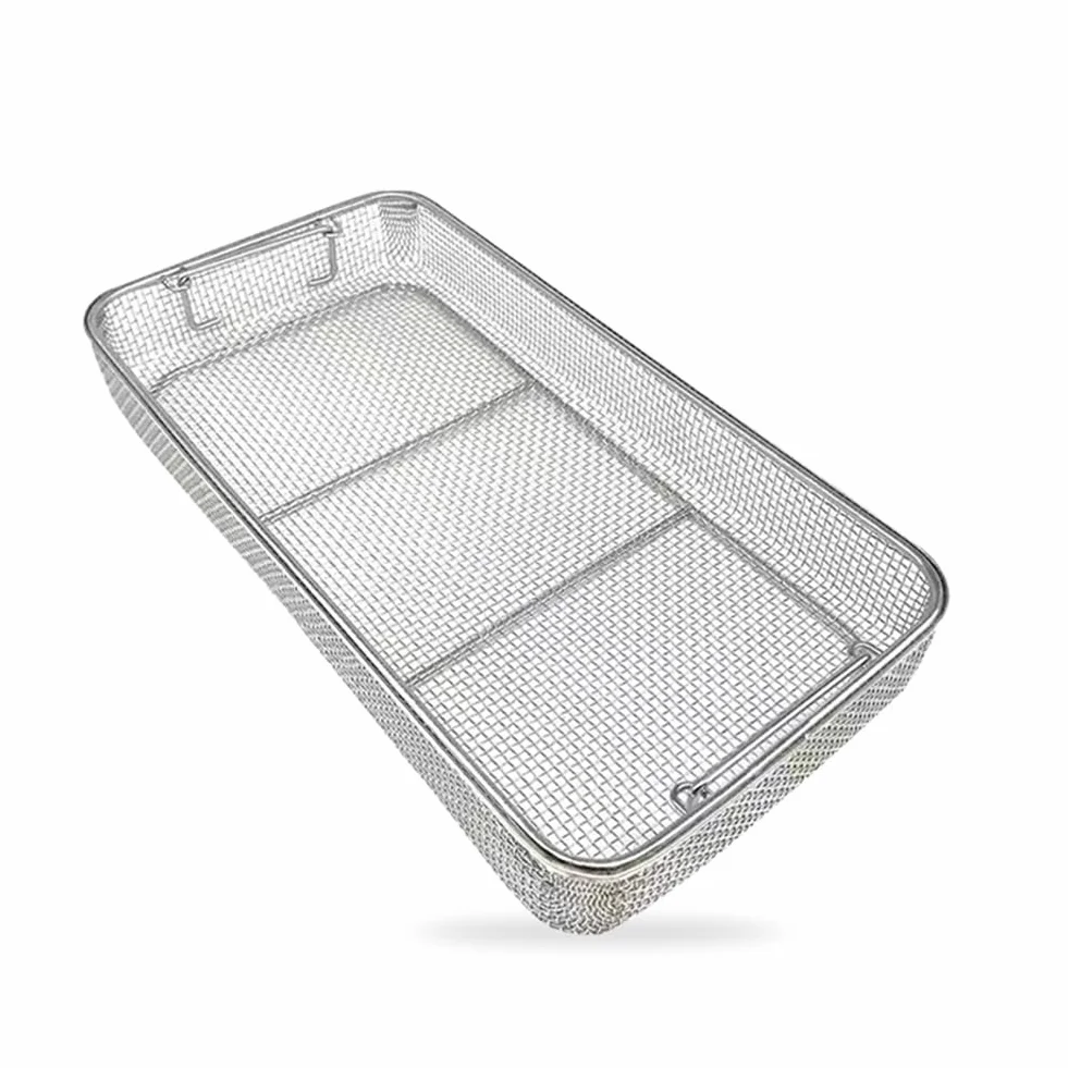 Bandeja de malla autoclavable para esterilización dental quirúrgica, cesta organizadora de instrumentos de acero inoxidable