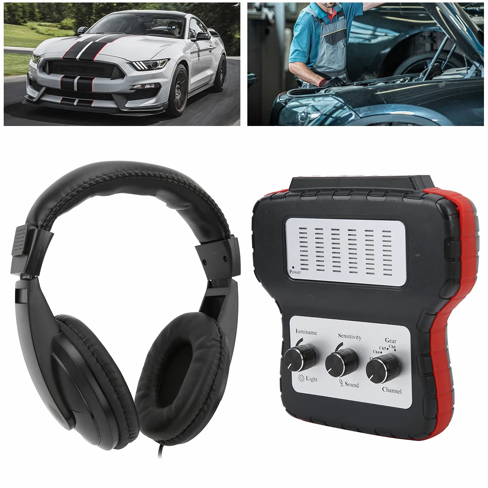 Probador De Ruido Automotriz, Multicanal 100Hz-10kHz Estetoscopio Electrónico De Coche De PVC ABS Confiable De Cobre Para Taller De Reparación