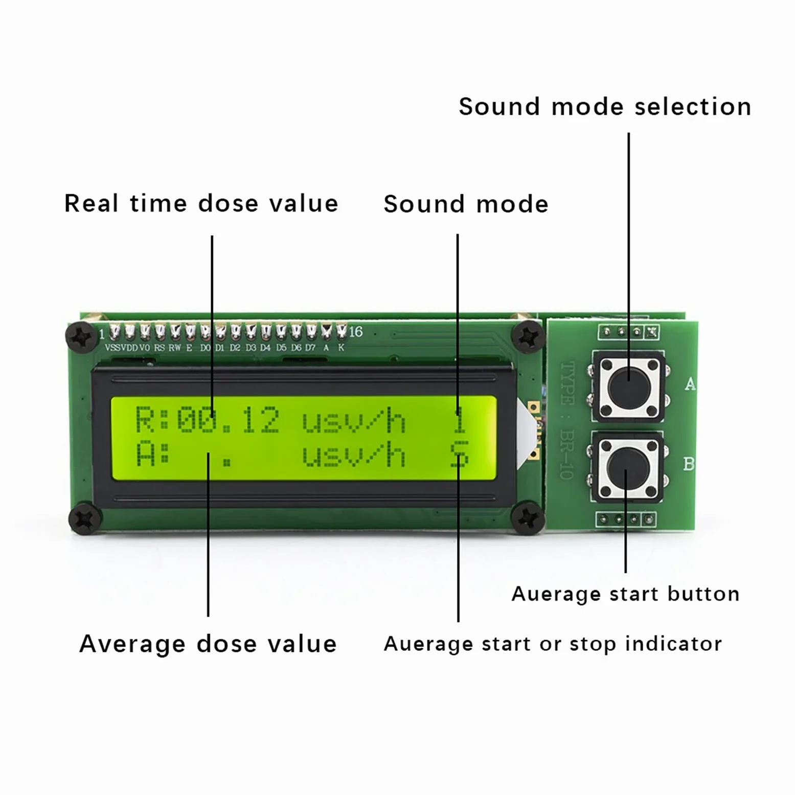 Detector de radiación nuclear Geiger Counter Tester Piedra Joyería Radiación Dosímetro personal EMF Metro