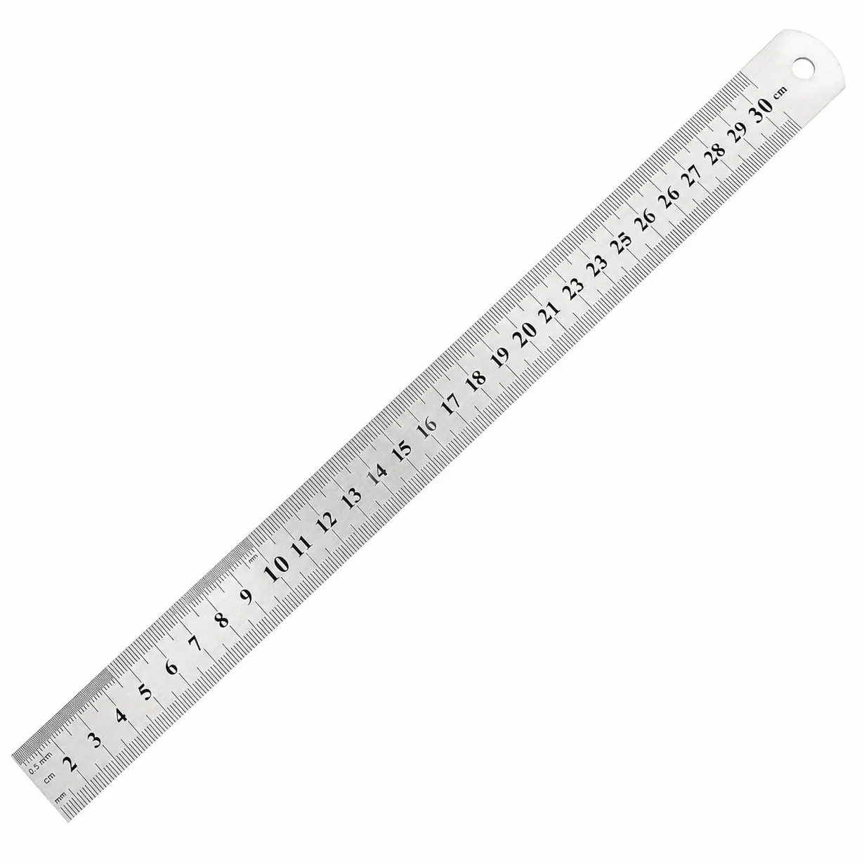 Regla de Acero Inoxidable 30 cm Doble Escala mm y Pulgadas Metálica para Escuela Oficina Taller