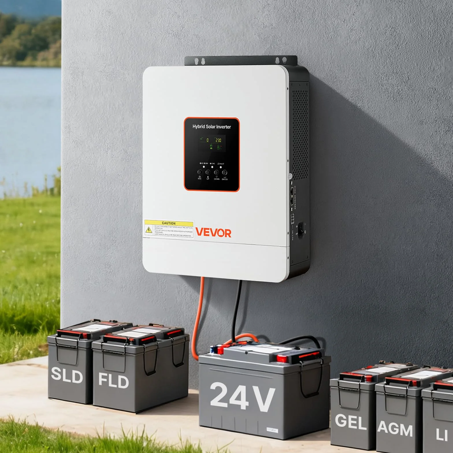 VEVOR Inversor Solar Híbrido de 3000 W, Onda Sinusoidal Pura, Controlador de Carga Solar MPPT Integrado de 80 A, Compatible con Baterías de Plomo-Ácido de Litio, Nivel de Ruido < 50 dB, Blanco