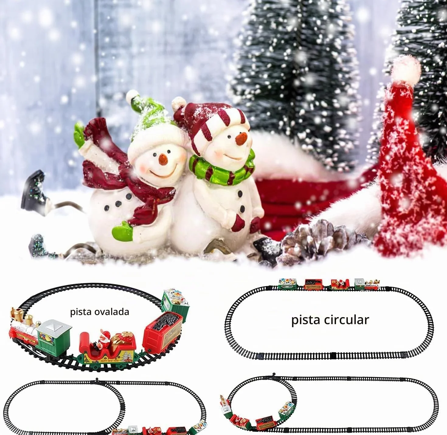 Tren de Navidad para Niños - Juego Completo de 11 Piezas con Vías y Accesorios - Decoración Clásica para Árbol