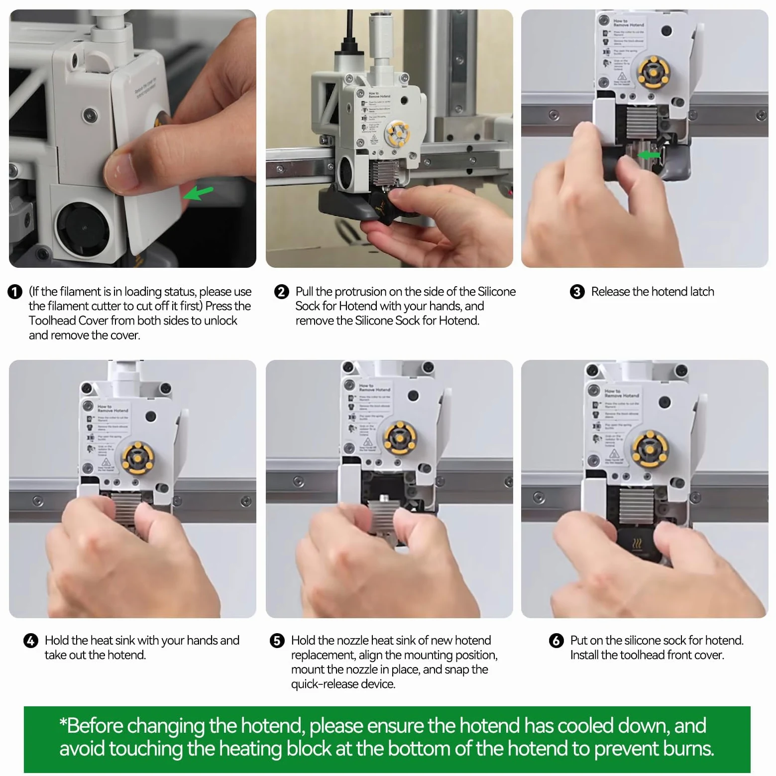 Bambu Lab A1 Mini - Kit Hotend de acero inoxidable A1 con boquilla de acero endurecido de 0,4 mm, extremo caliente extrusor de metal, reemplazo de bloque de calefacción