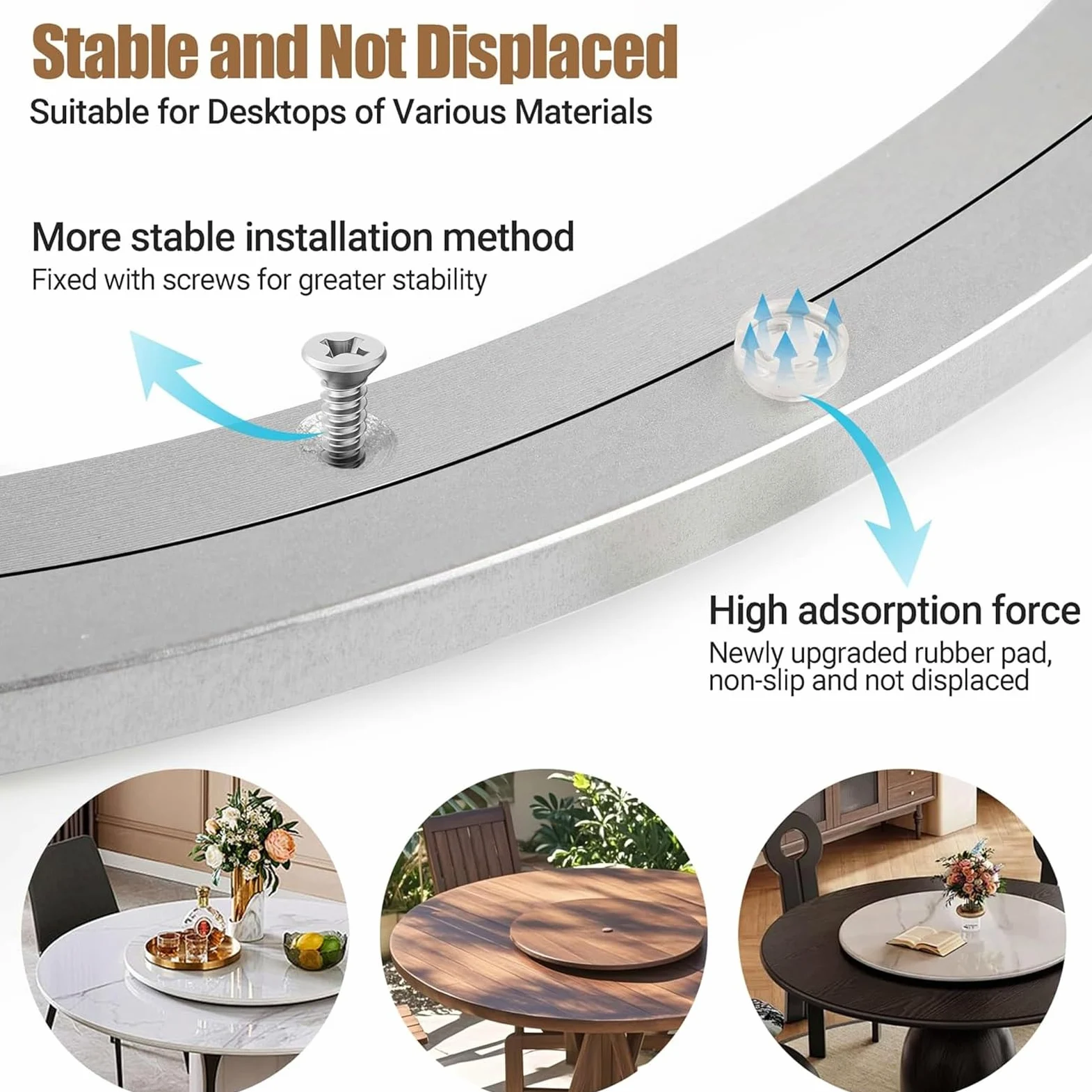 Rodamientos De Plataforma Giratoria,Pista Giratoria,Lazy Susan Giratoria | Placa Giratoria,Plato Giratorio,Metal De Aluminio,Para Hardware De Rodamiento De Plato Giratorio(450mm(18 inches))