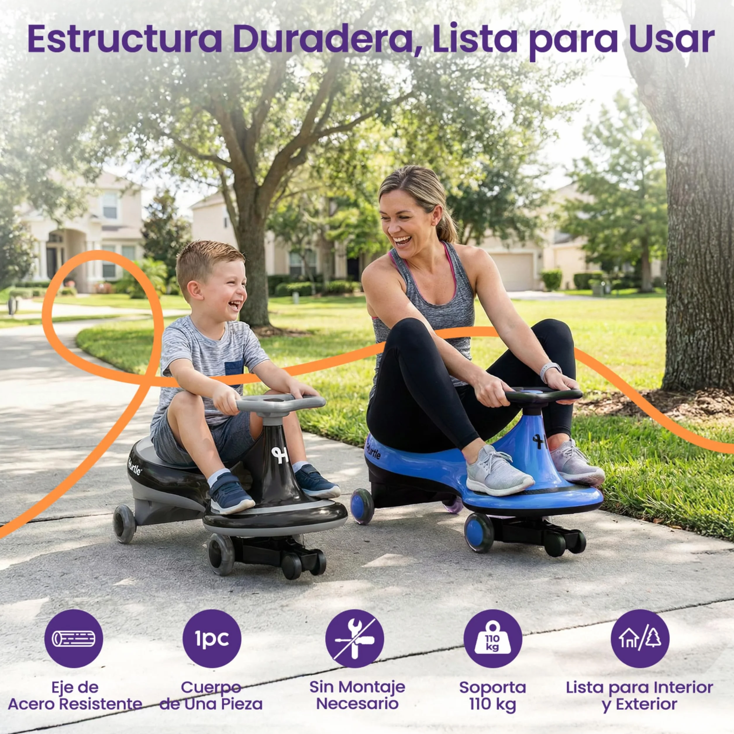 Hurtle Coche correpasillos Wiggle Coaster Car, Montable niños sin Pedales ni batería, Giro Movimiento, Interior Exterior, 2 Años+