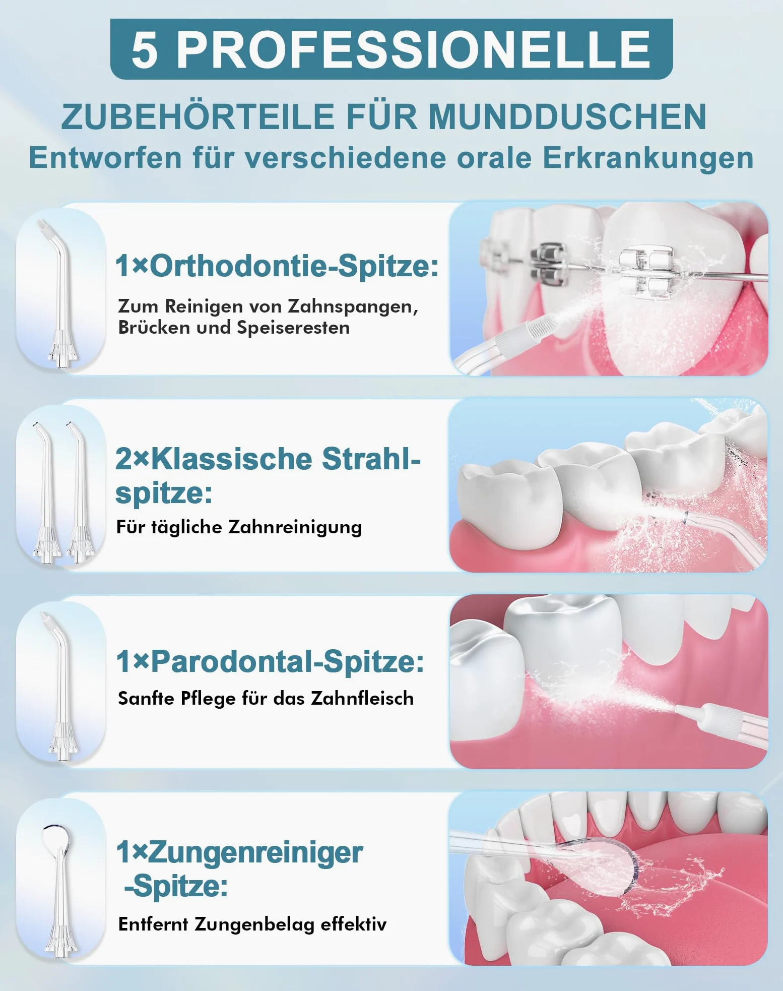 Irrigador Dental Portatil DIY, Irrigador Bucal Inalámbrico 5 Modos y 3 Intensidades, Depósito 300 ml y Base Extraíble, Carga USB, Impermeable IPX7, Sin BPA, Silencioso, para Viajes y Hogar
