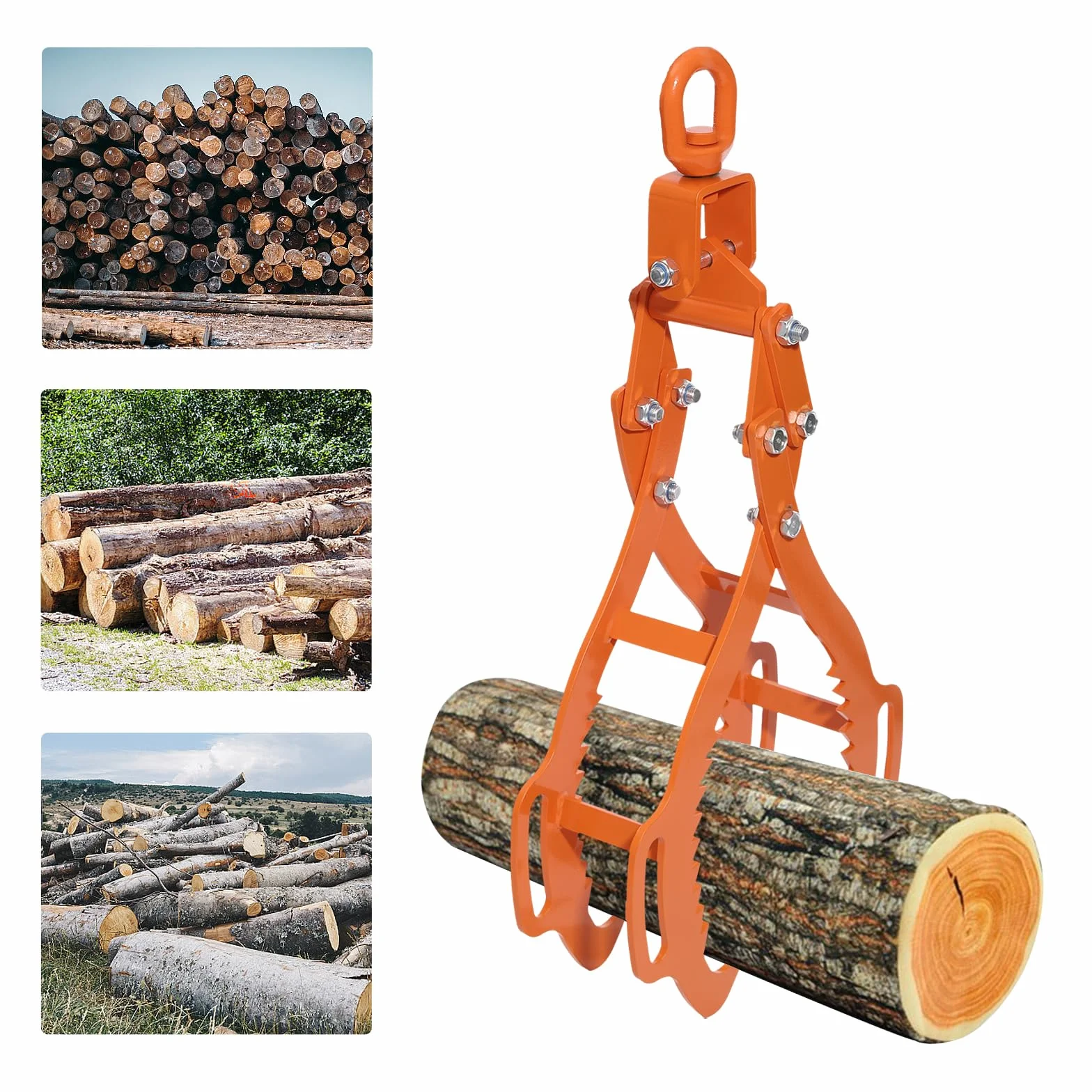 Alicates forestales para troncos de árboles, 38 x 4,5 x 87 cm, pinzas de madera con 4 garras, alicates de carga para madera