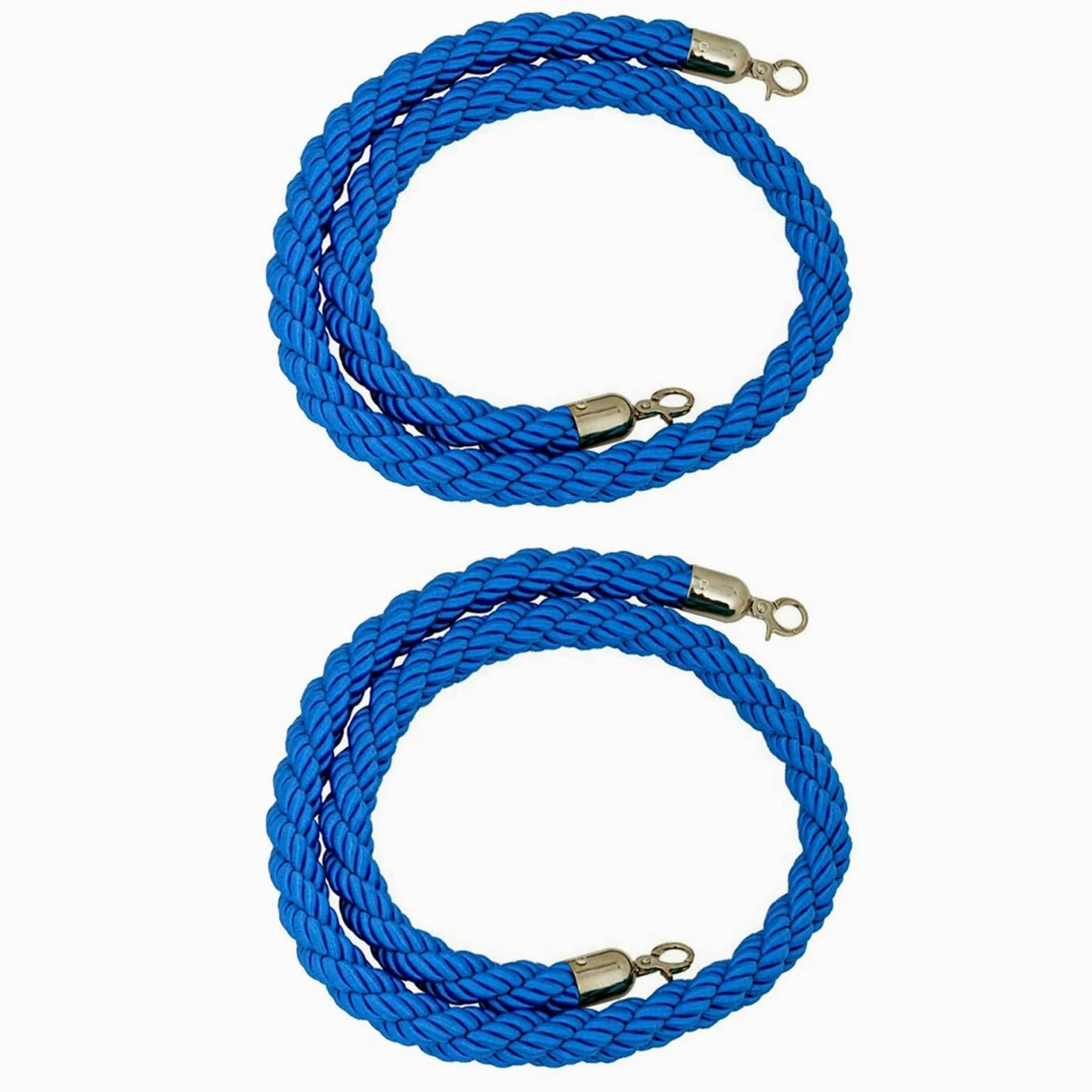 Blue - Cuerda de control de multitudes de 2,1 m, barrera de cola de cáñamo con mosquetón pulido, cuerda duradera para gestión de eventos para orientación de visitantes y soluciones de cola