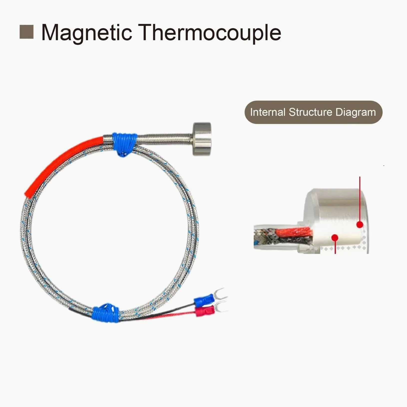 Sensor de termopar de superficie magnética tipo K/sonda de temperatura PT100(Pt100-1.5M -60-350)