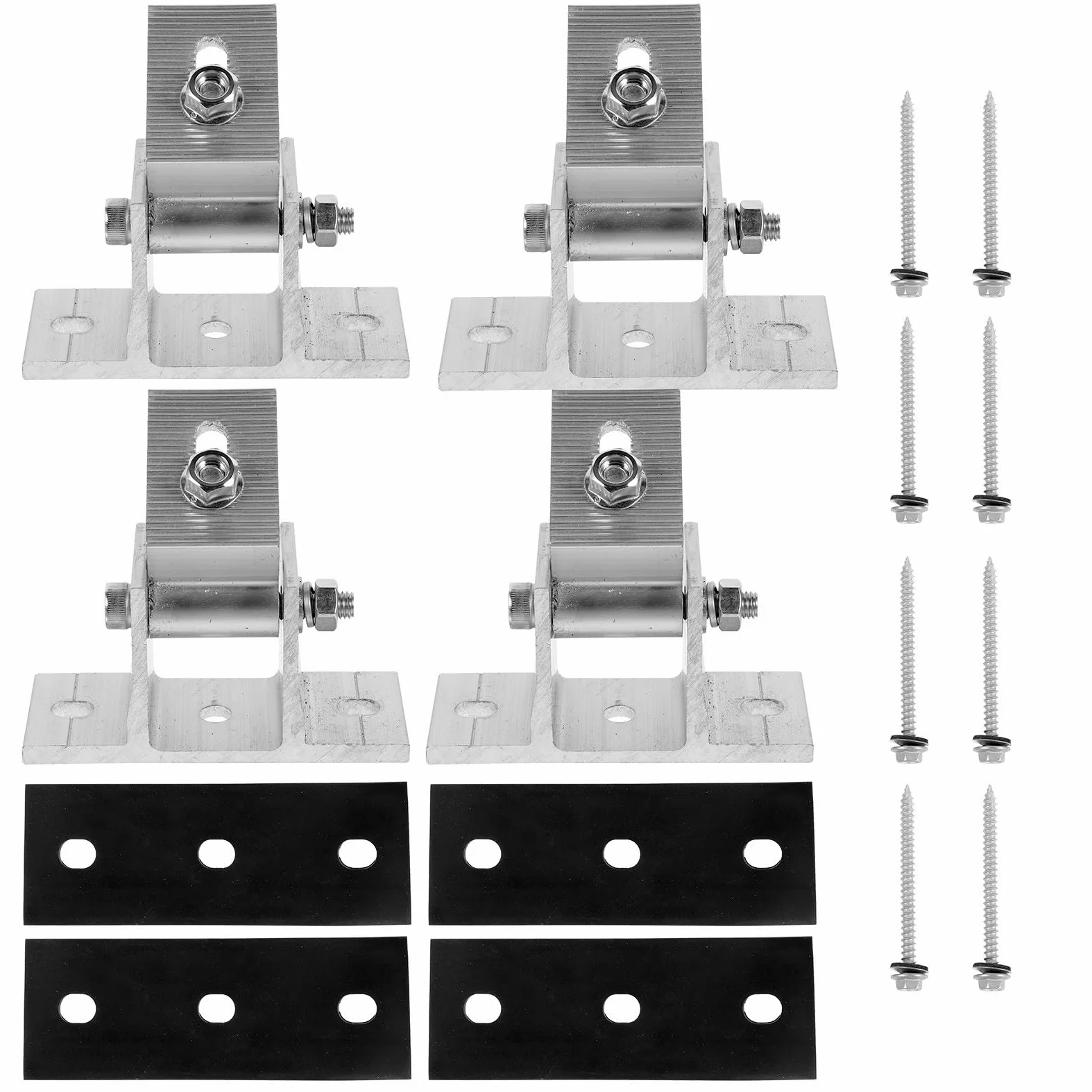 Toyvian Soporte de Aleación de Aluminio Almohadillas de Goma y Tornillos de Madera Ajustable Estructura Estable y Fácil Instalación, Incluye para Panel Solar para Montaje en Techo Plano