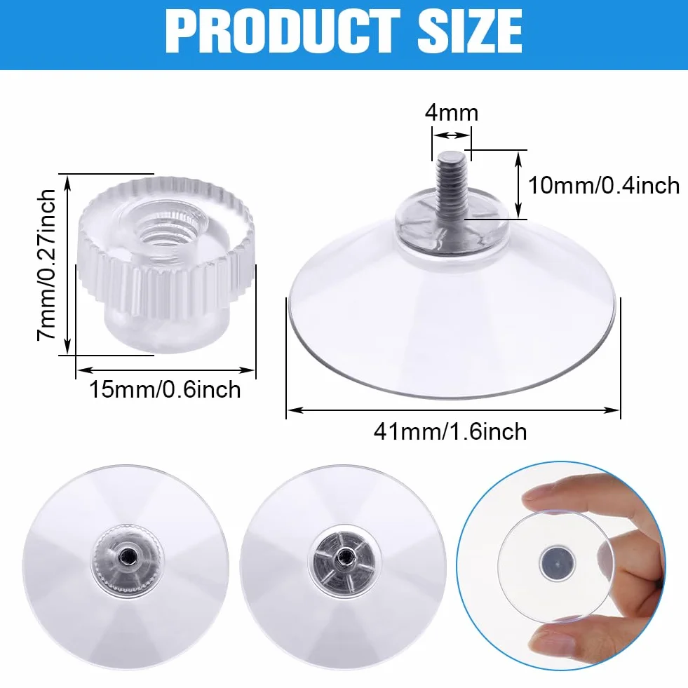 Flintronic 6 Piezas Ventosas de Plástico Transparente con Tuerca y Rosca, Soporte Fuerte de PVC para Vidrio