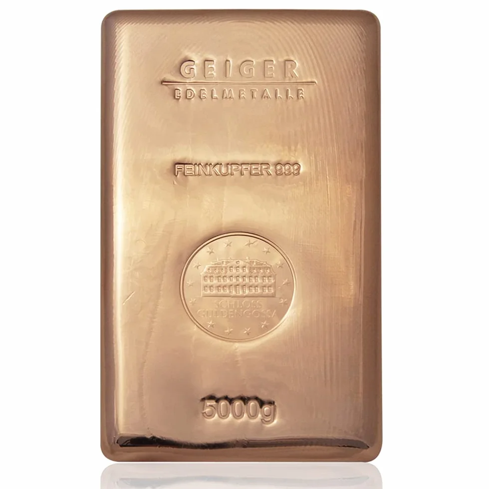 Barra de lingotes de cobre puro 999 de 5 kg (5000 g)