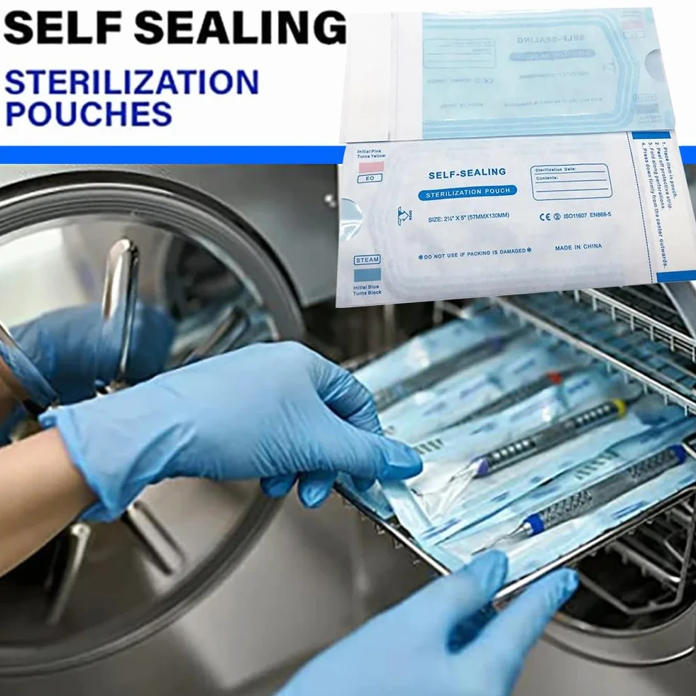 Bolsas de Esterilización Autoadhesivas, 30 Unidades, Desechables, Autosellantes