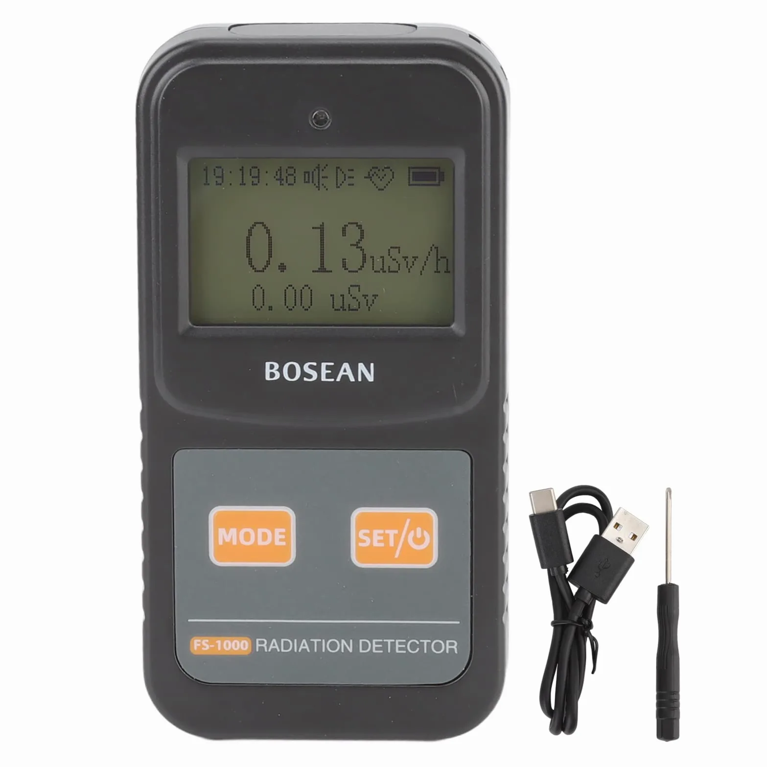 Asixxsix Detector de Radiación de Contador Geiger, Detector de Radiación Nuclear Portátil de Mano con Compensación de Energía, Dosímetro con Pantalla LCD, Umbral de Alarma Ajustable para Laboratorios