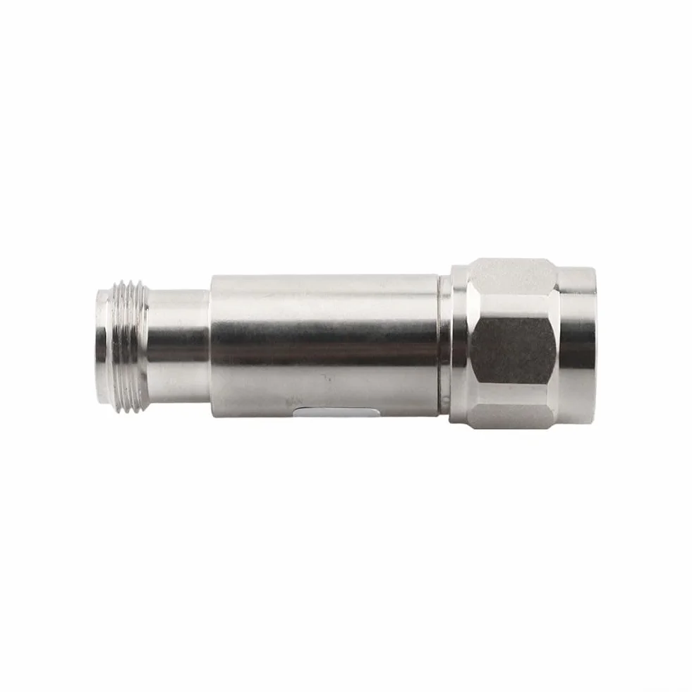 Atenuador RF fijo coaxial N-Type macho a hembra DC-4GHz 2W 3dB 50 ohmios acero inoxidable