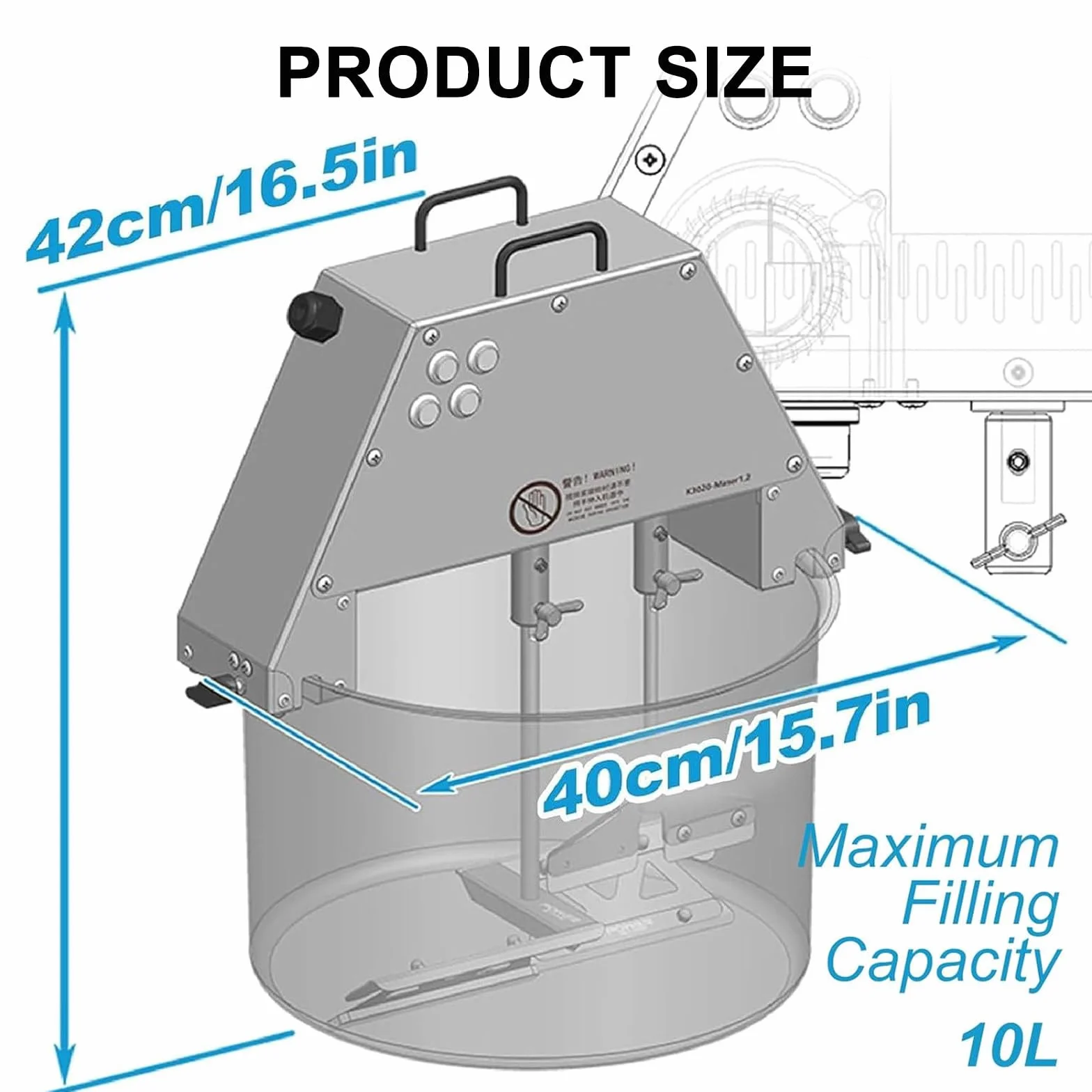 Olla Mezcladora Comercial para Alimentos De 10 L, Batidora EléCtrica, Batidora De Acero Inoxidable, con Soplador De Turbina Y Doble Cuchilla Mezcladora, para Helado, Mermelada,220V