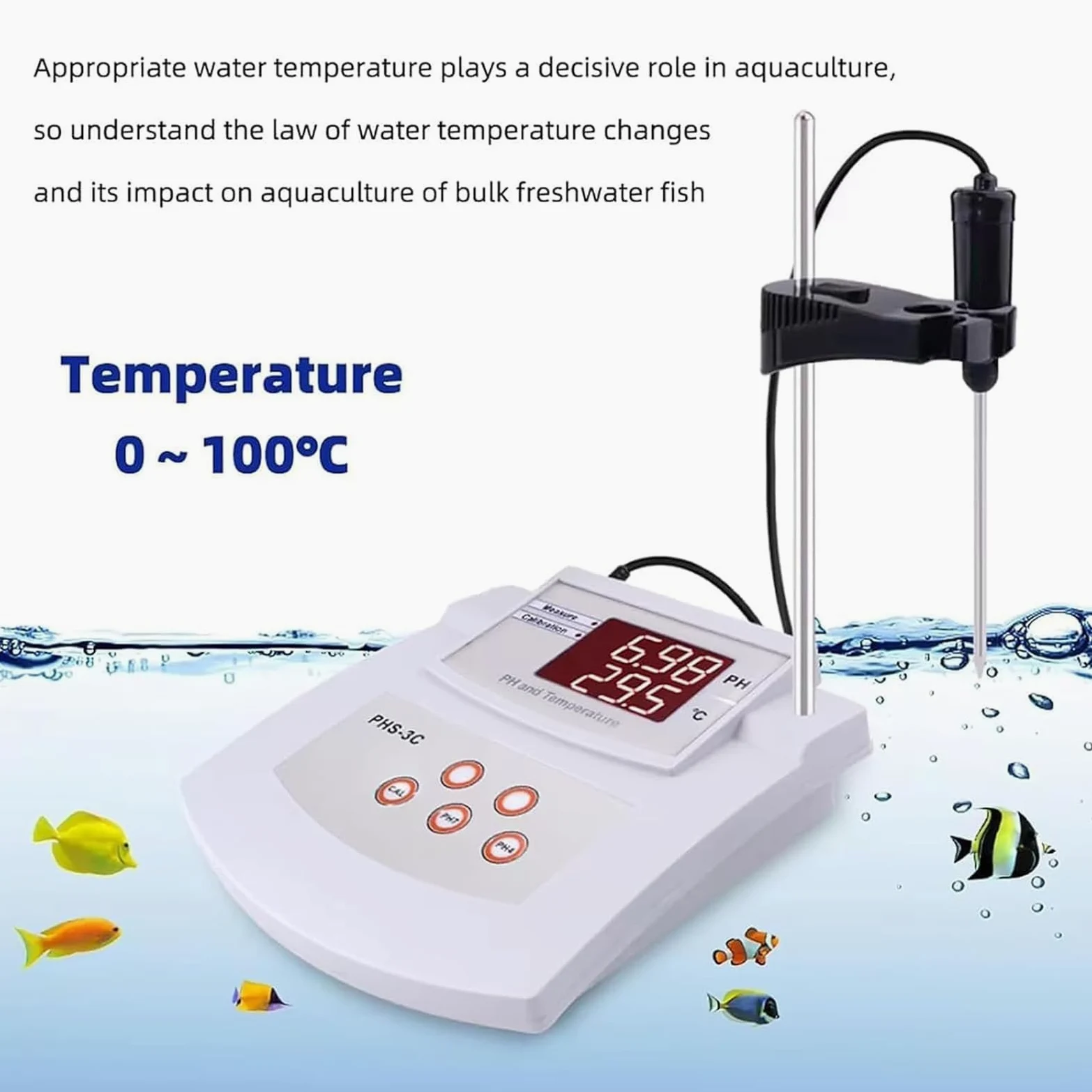 Probador digital de temperatura y pH de escritorio | Calibración automática de 2 puntos y compensación automática de temperatura, precisión de pH de ±0,01 for pruebas ambientales