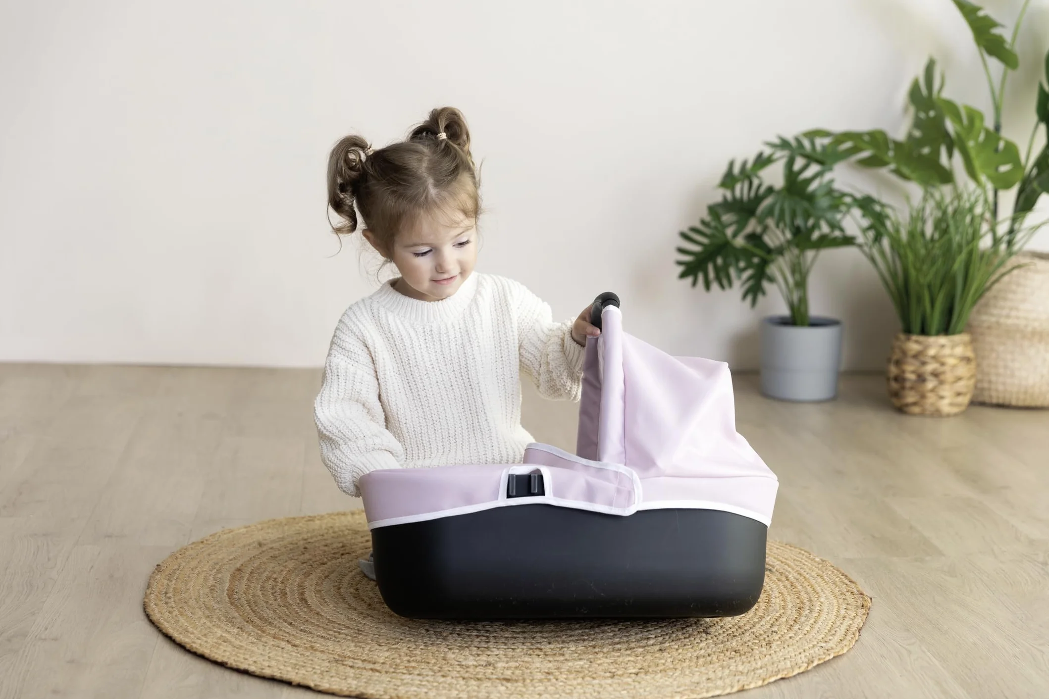 SMOBY Carrito Combi 3 en 1 Maxi-Cosi Rosa Capazo extraíble Silla de Paseo Cochecito para muñecas 42 cm Desde 3 años