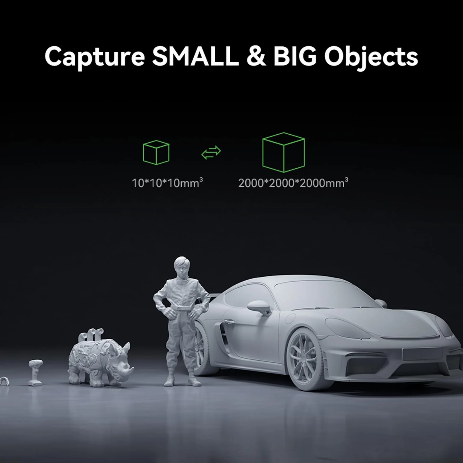 Creality CR-Scan Otter Escáner 3D, escaneo antivibración, Cuatro Lentes de precisión de 0,02 mm, escáner 3D portátil de Alta Velocidad de 20 fps para Objetos pequeños y Grandes de 10 a 2000 mm