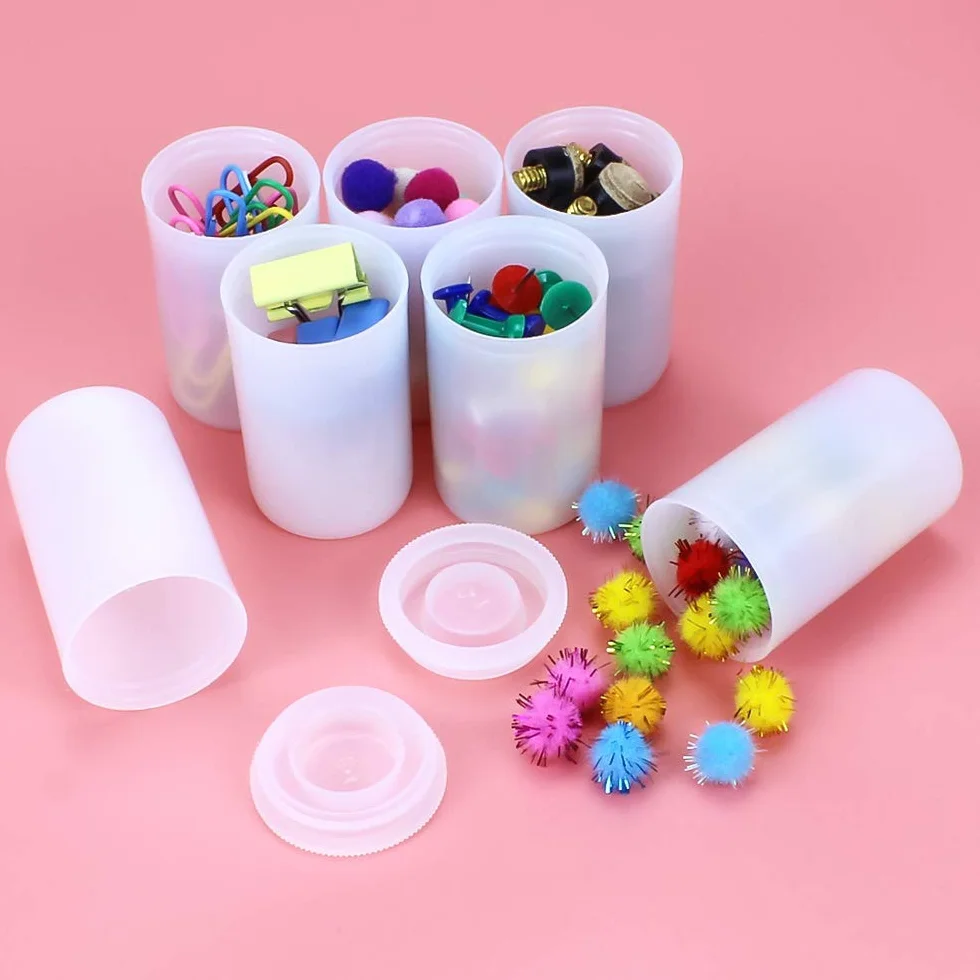 Película Contenedores 10 PCS 33MM Botes de Plástico Latas de Cámara con Tapas Blanco