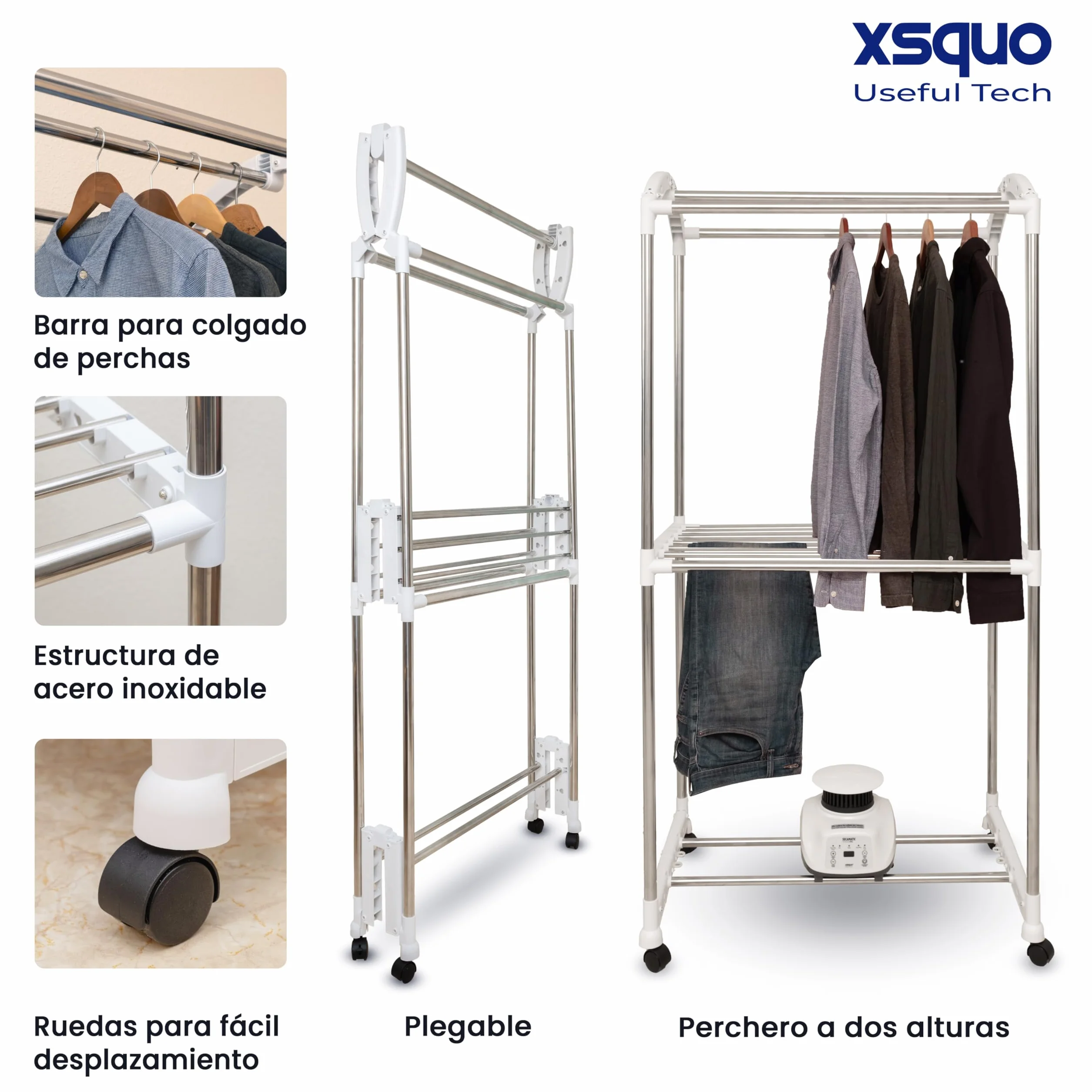 Secadora de ropa Secamatic XXL 1500W 12 kg 20 kg Tendedero Armario control remoto Temporizador digital 180 min ECO Turbo Plus Frio