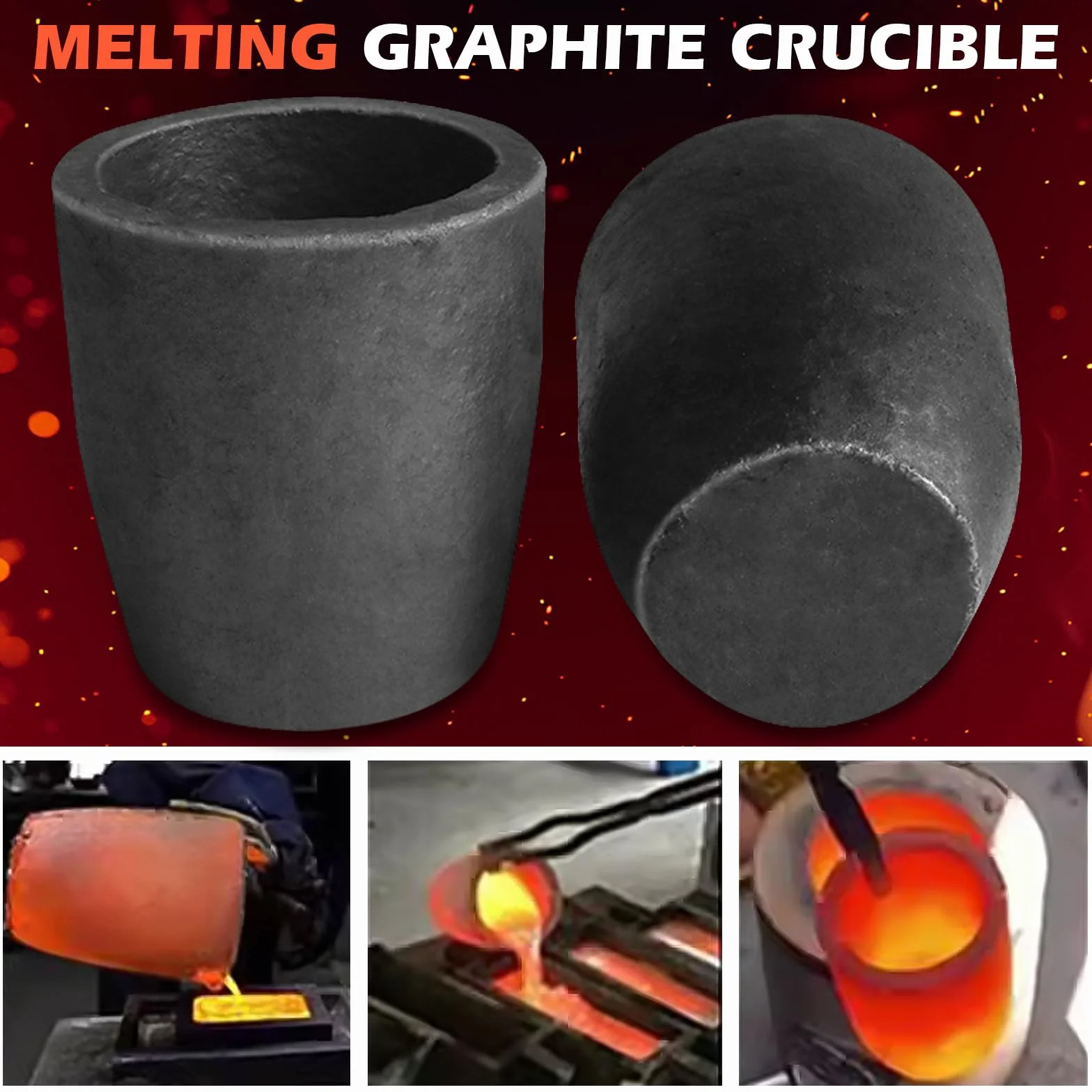Crisol de grafito de carburo de silicio para fundir metal, fundición de oro plata cobre latón aluminio