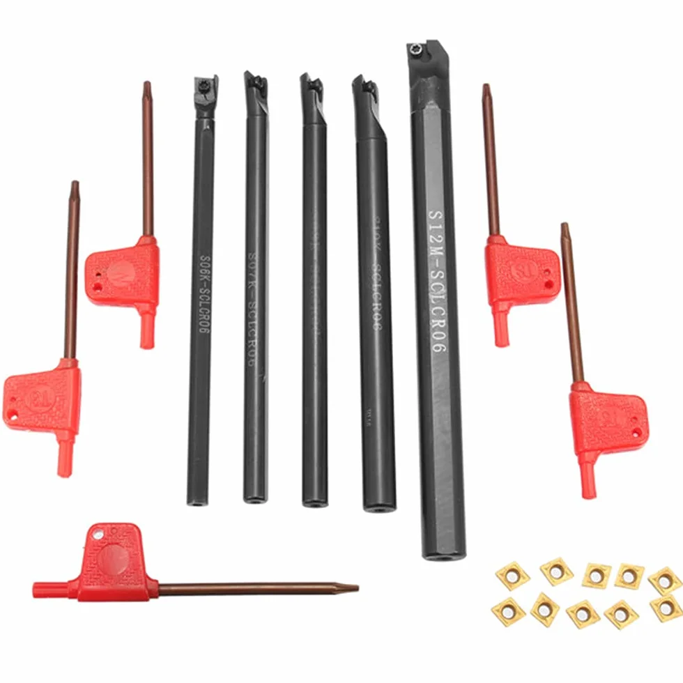 Maizoon CNC Portaherramientas Juego de Barras de Mandrinar CLCR 6-12 mm + Insertos CCMT0602 Carburo