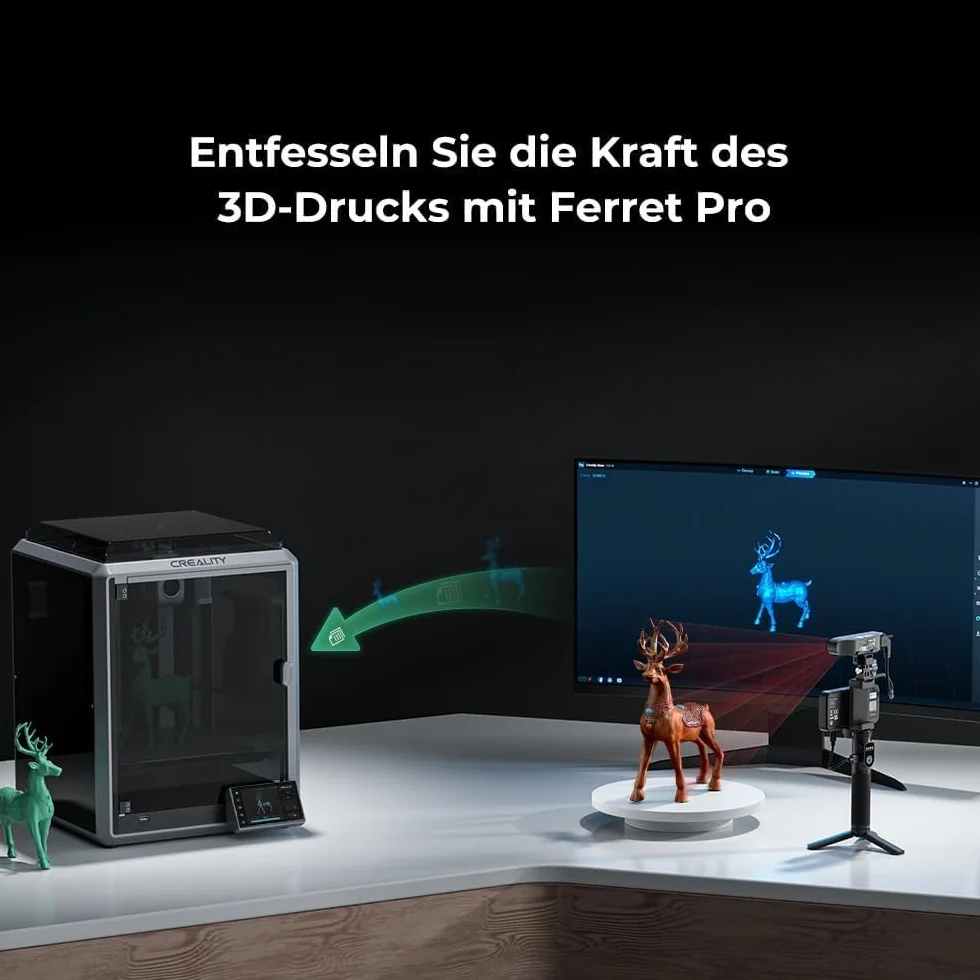 Creality CR Scan Ferret Pro Escáner 3D para impresión 3D, Actualización de Escáner de Mano con Escaneo Inalámbrico, Seguimiento Antivibración, Escaneo Rápido a Todo Color, Precisión 0.1mm