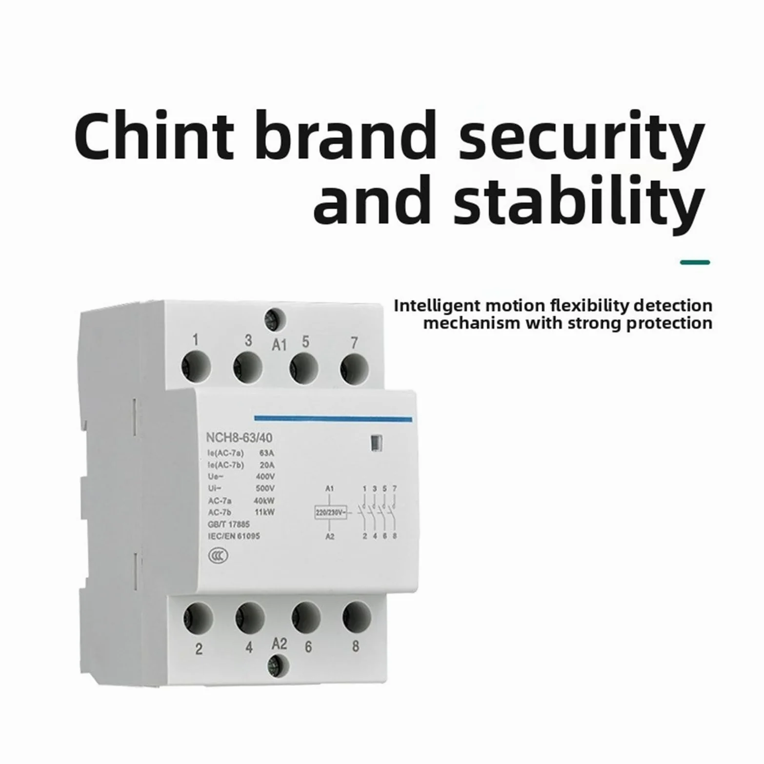 Contactor Modular de CA for el hogar, carril NCH8 20A 25A 40A 63A, 2NO, 2NC, 1NO1NC, 2NO2NC, 4NO, 220V/230V, 220v(NCH8-63A,4NO)
