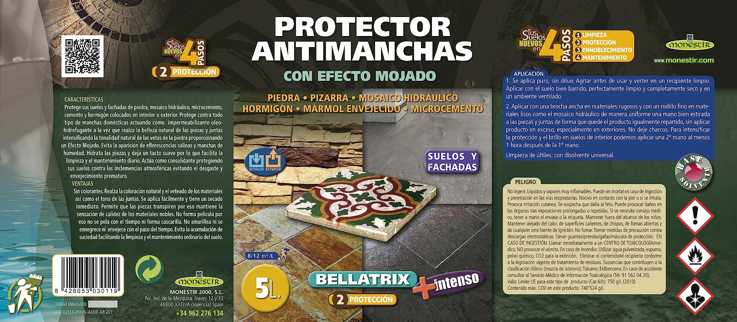 Monestir Bellatrix, Protector animancha con efecto Mojado, 5L, El embalaje puede variar