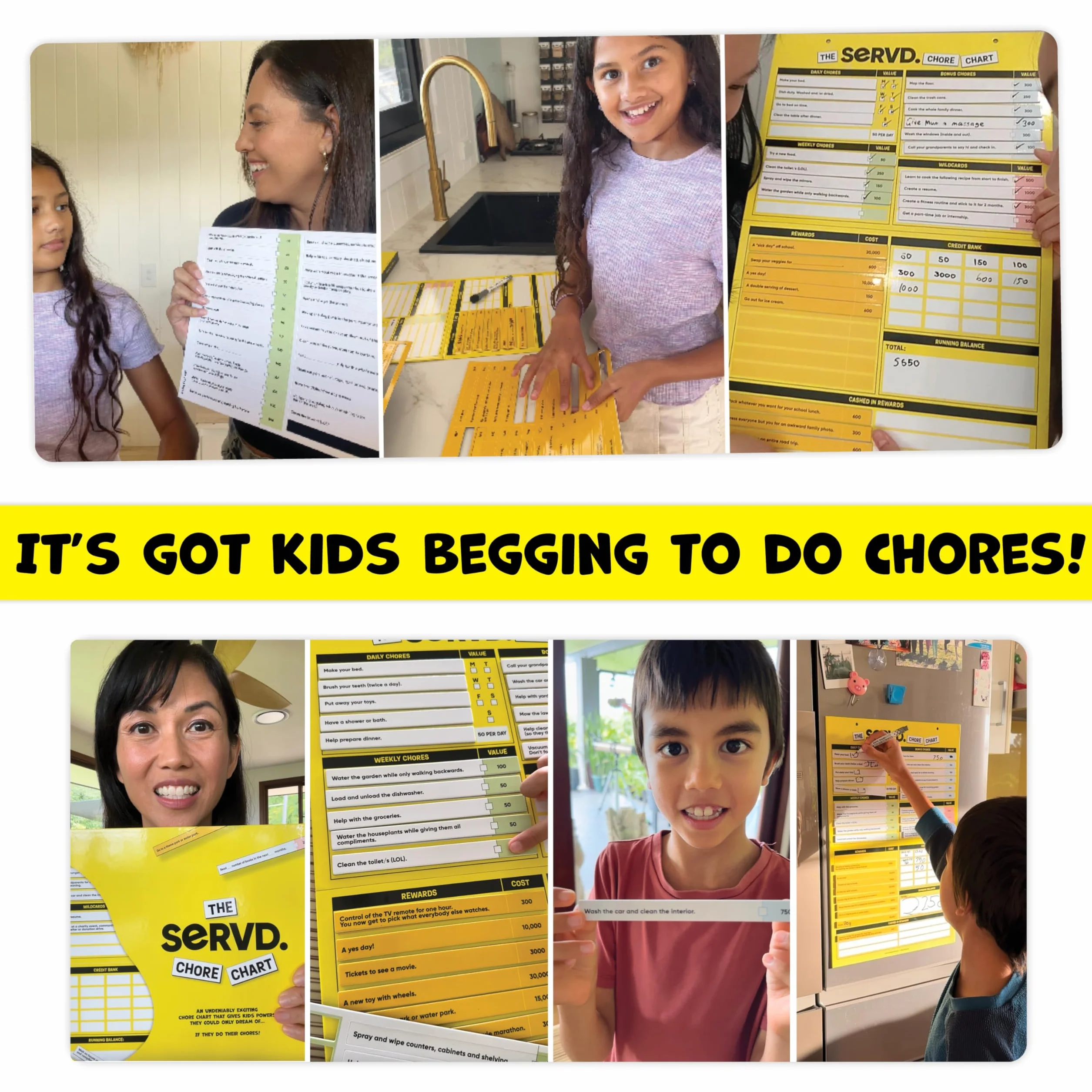 SERVD Chore Chart - Magnética Tabla de Desafíos Personalizable para 1 Jugador 6-12 Años