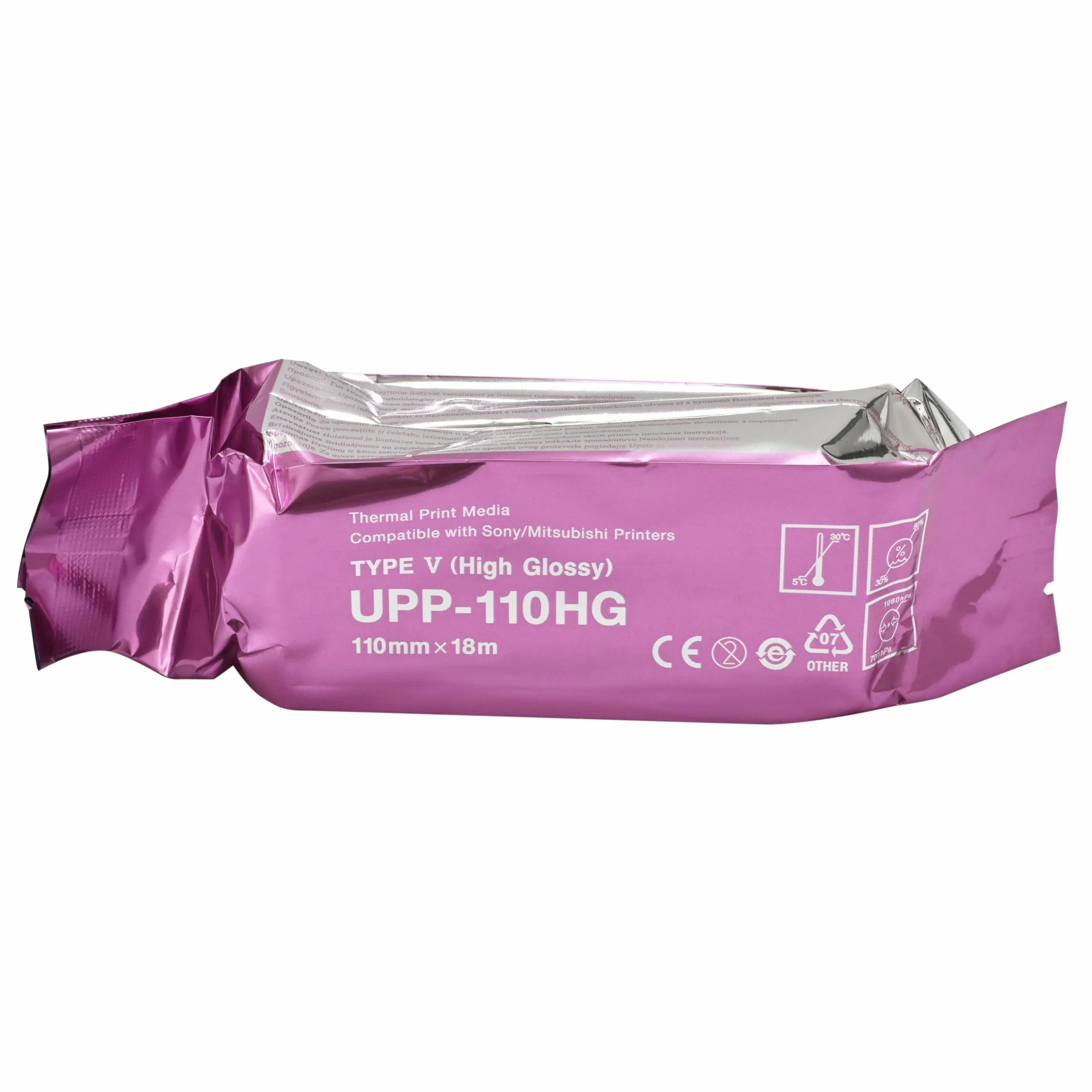 UPP-110HG,Papel ultrasonido compatible, medios de impresión térmica para impresora en blanco y negro (110 mmx18 m), reemplazo para película de ultrasonido(10 rollos)