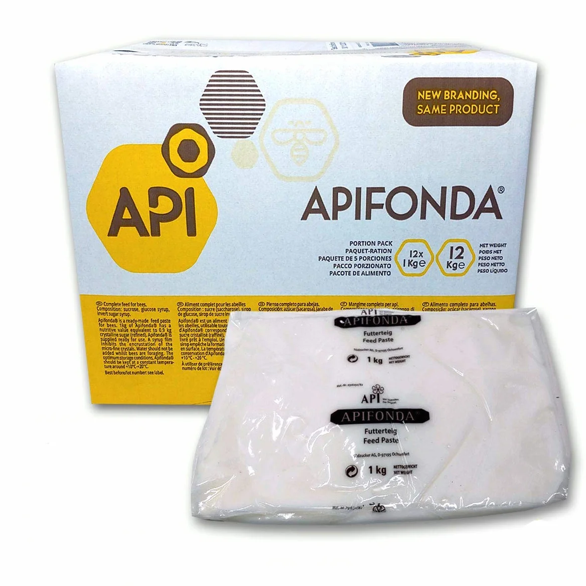 Cándito para abejas, alimento en pasta para apicultura, 1 kg (caja de 12 unidades)