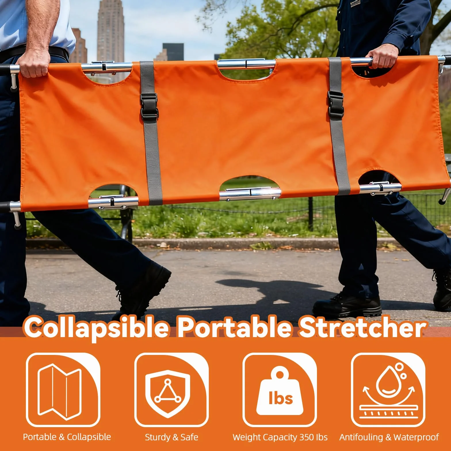 LIROPAU Portapacientes portátil de aluminio con hebillas, 210 x 54 cm, plegable con bolsa de almacenamiento para el transporte de pacientes de emergencia