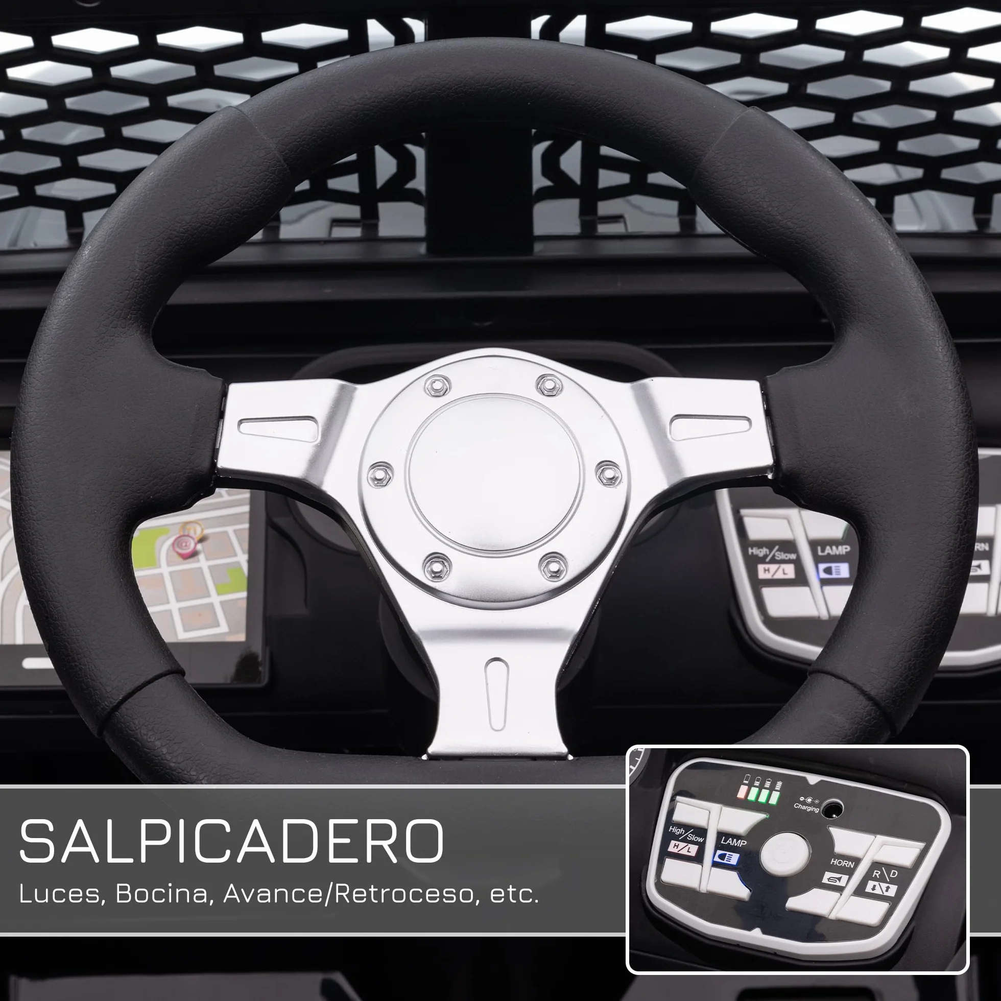 HOMCOM Coche Eléctrico para Niños 12V, Vehículo Todoterreno con 2 Motores, Control Remoto 2,4G, Negro