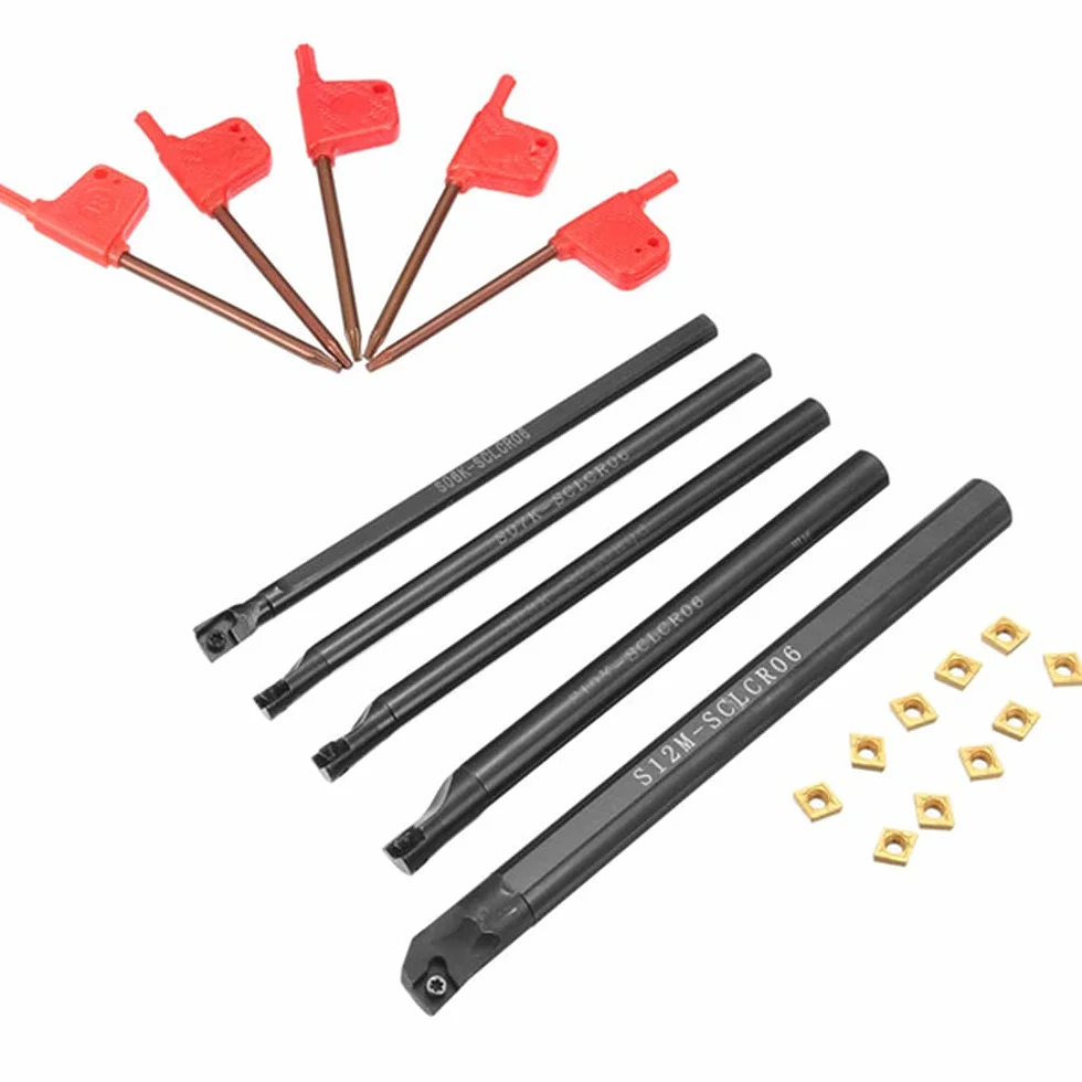 Maizoon CNC Portaherramientas Juego de Barras de Mandrinar CLCR 6-12 mm + Insertos CCMT0602 Carburo