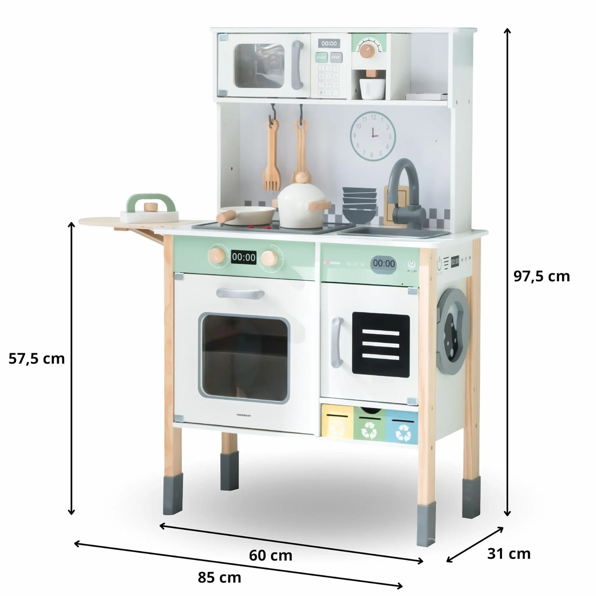 Mamabrum Cocina de Juguete Madera Infantil Montessori Interactiva Luces Sonidos Lavadora Lavavajillas Pizarra Cocinita Evolutiva Accesorios Educativos