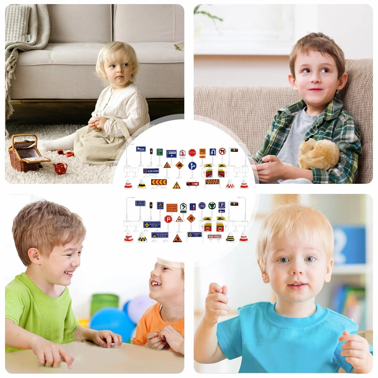 Juego de Señales de Tráfico para Niños, Juguete de Señalización de Escena de Estacionamiento, Exteriores Hogar Escuela