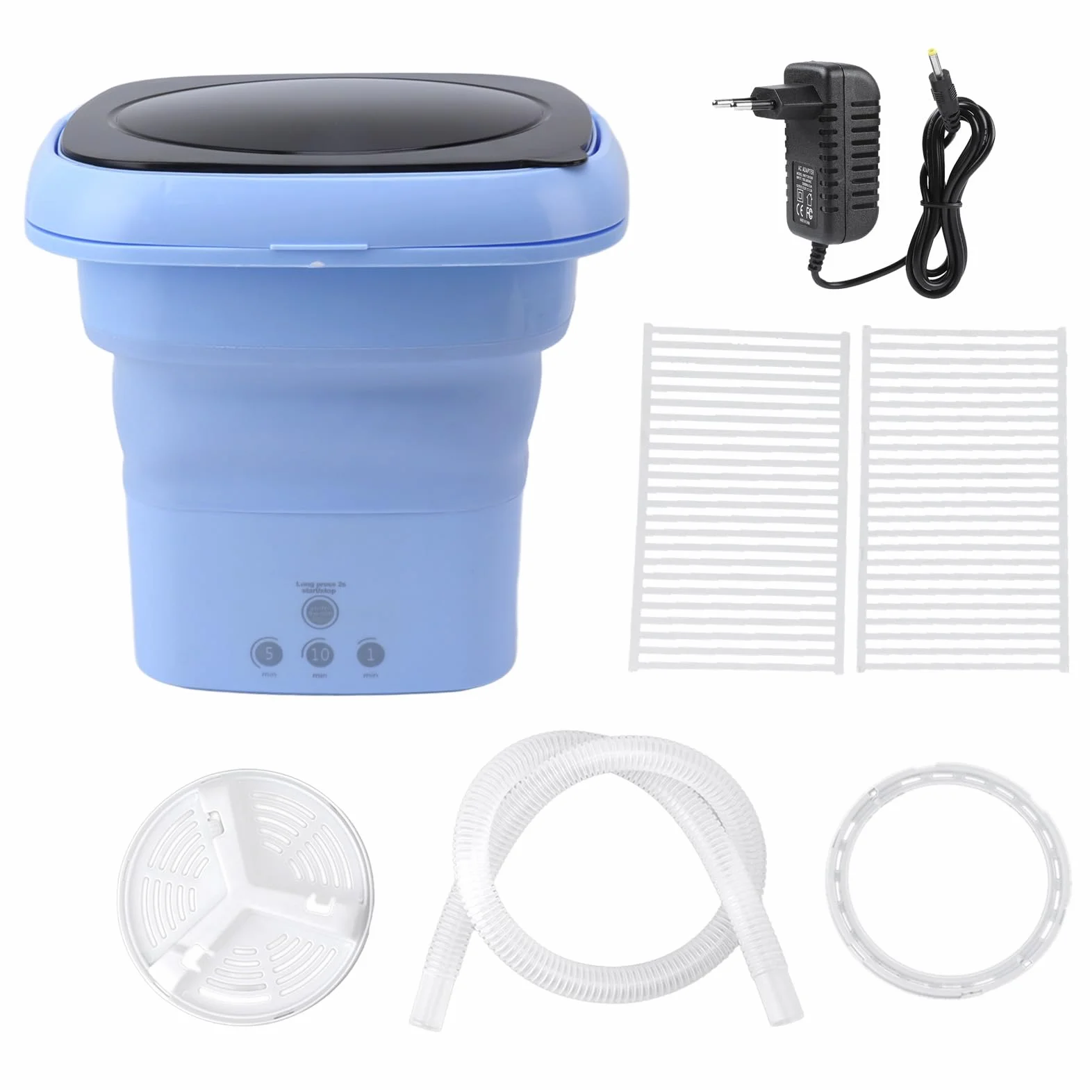Mini Lavadora Portátil Plegable Motor Alta Velocidad para Viajes RV Apartamentos Azul