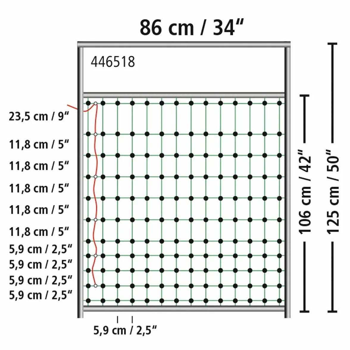 Kerbl Puerta para Valla eléctrica electrificable 86 cm 95-125 cm Montaje rápido