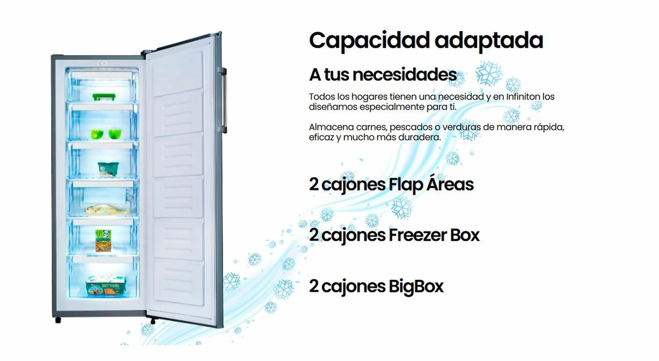 INFINITON Congelador Vertical CV-172L14XEV 172L 143.5cm Inoxidable
